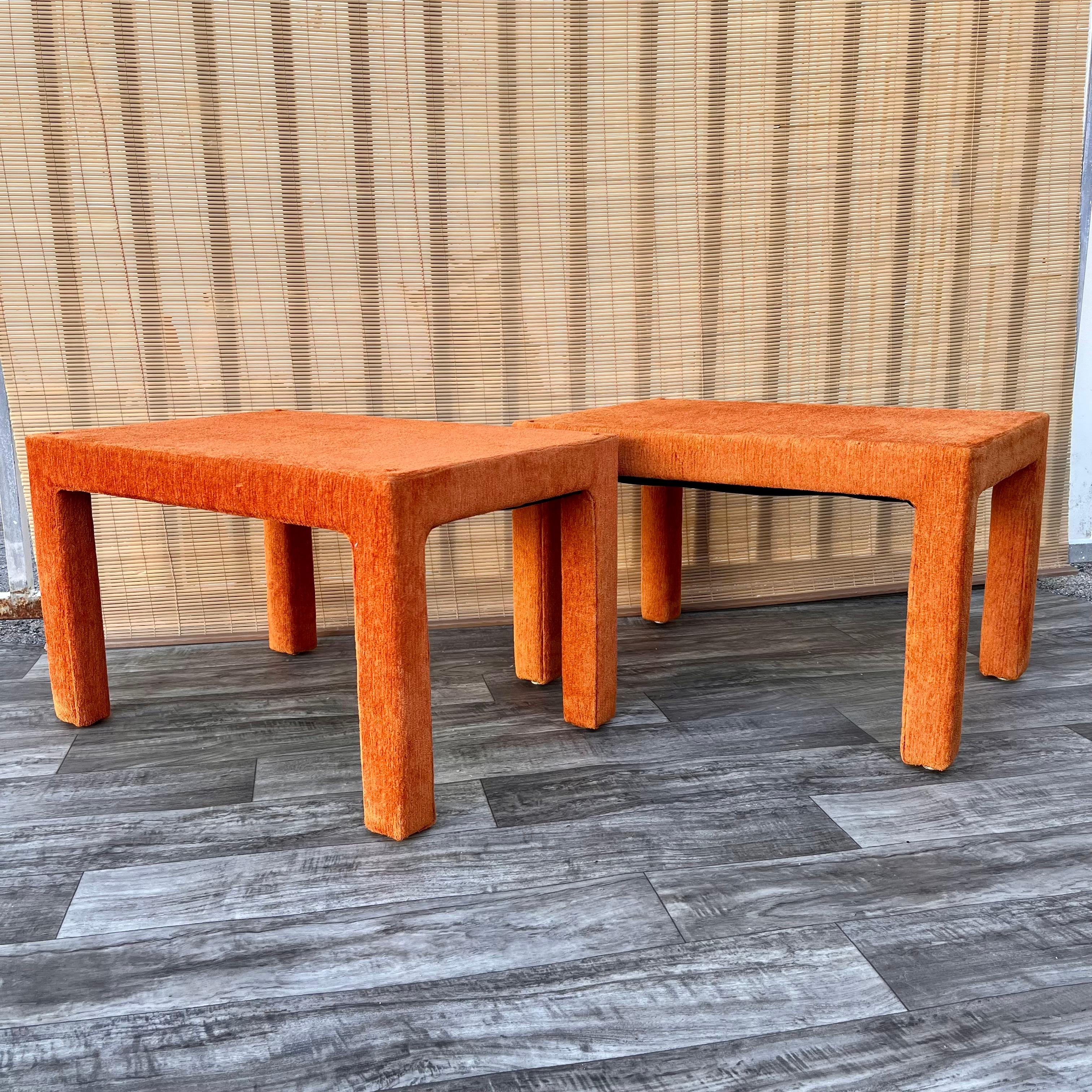 Pair of Mid-Century Modern Fully Upholstered Side Tables, circa 1970s For Sale 11