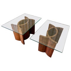 A Pair of Mid-Century Modern Glass Top Side Tables. Circa 1960s