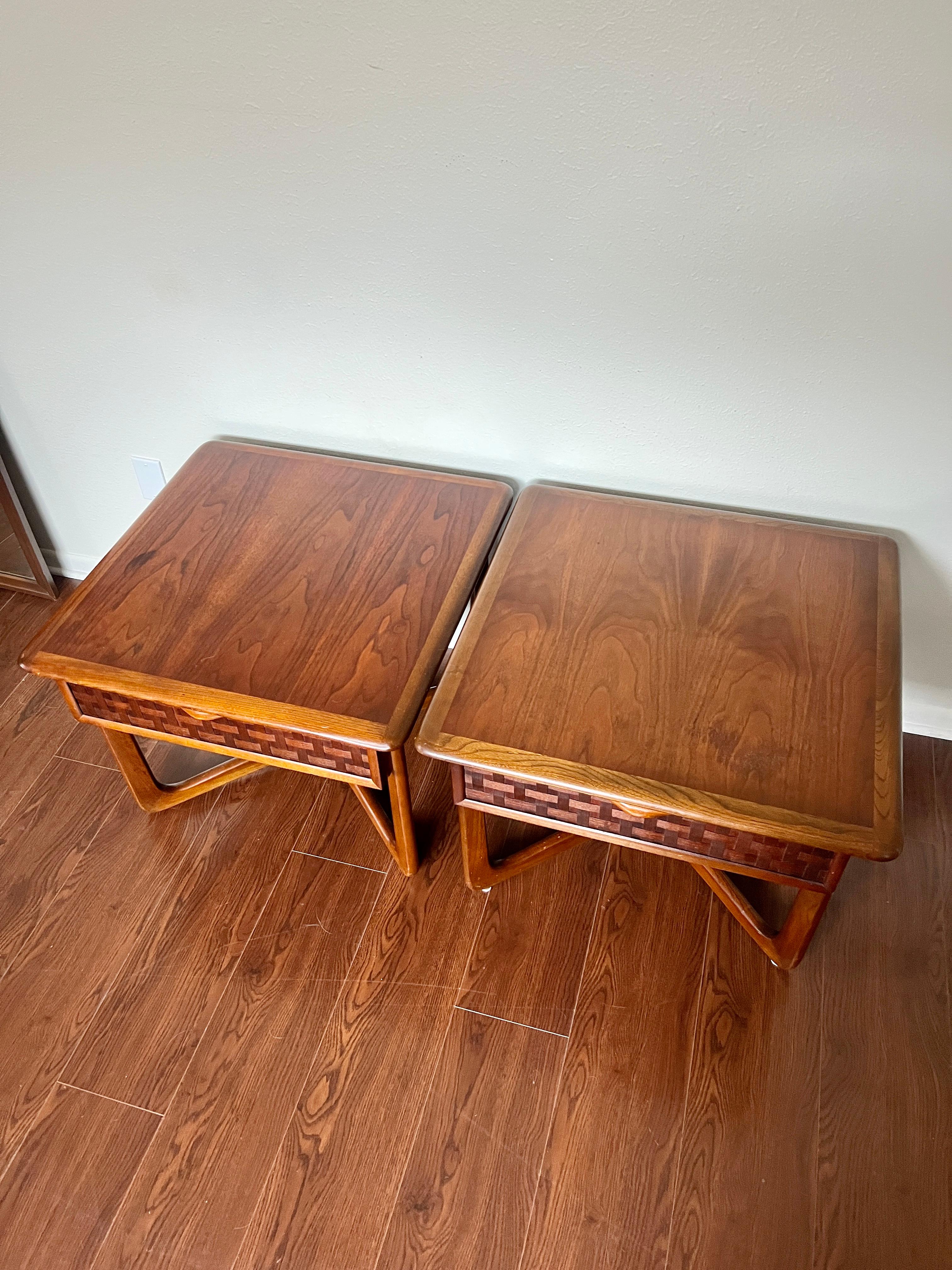 Pair of Mid-Century Modern Lane Perception Side Tables with a Cross Cross Base 6