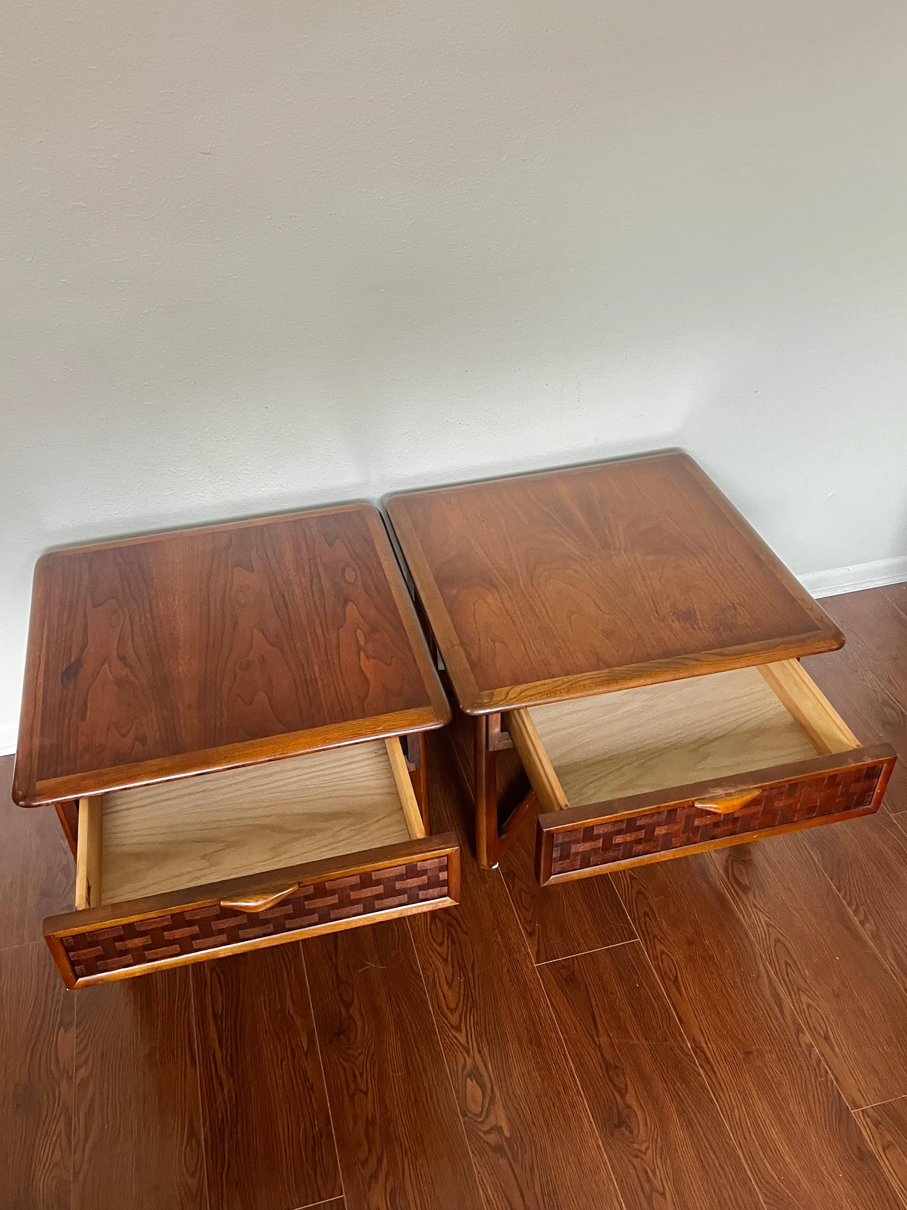 Pair of Mid-Century Modern Lane Perception Side Tables with a Cross Cross Base 4