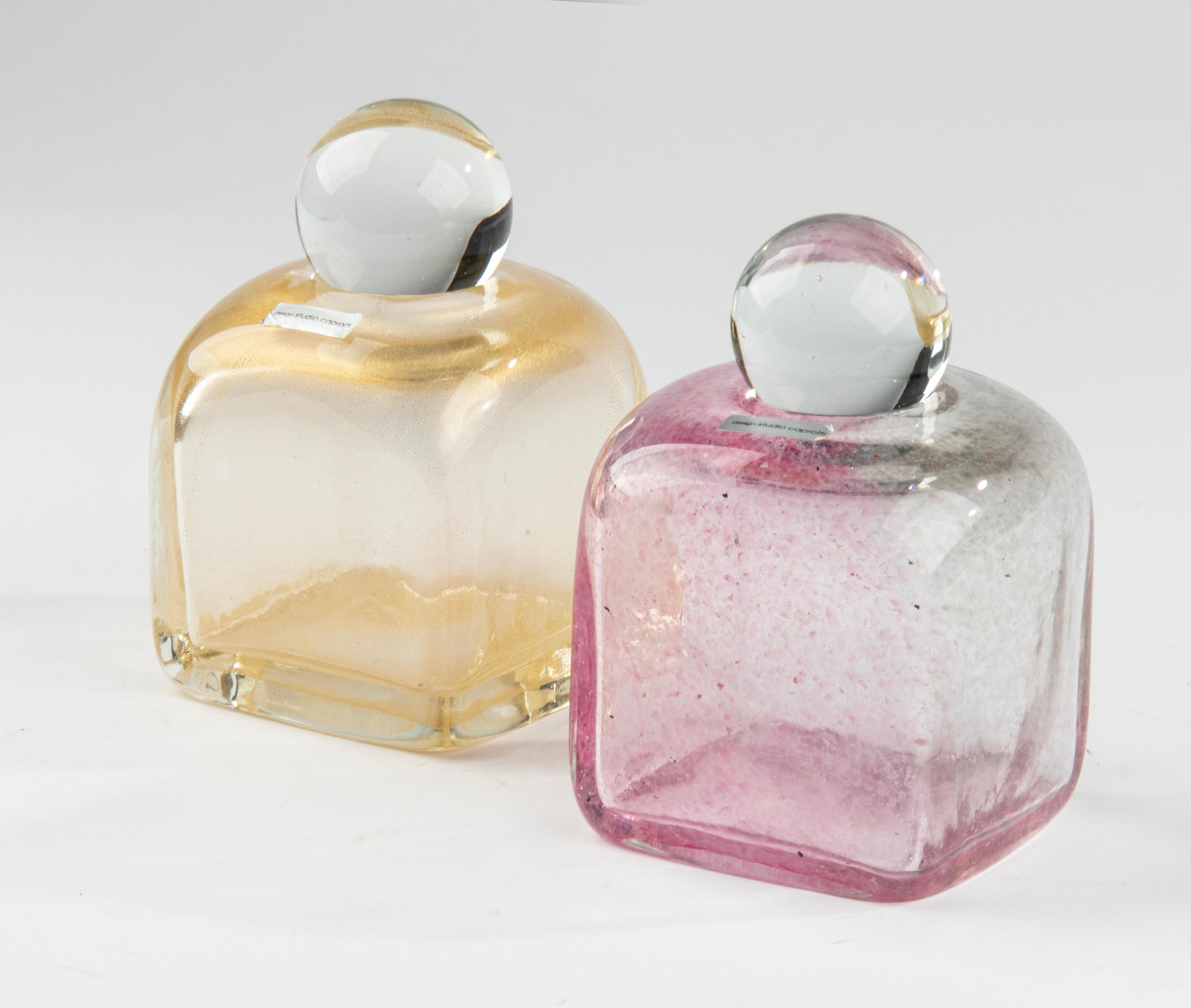 Pair of Mid-Century Modern Murano Glass Bottles, Studio Caprotti For Sale 3
