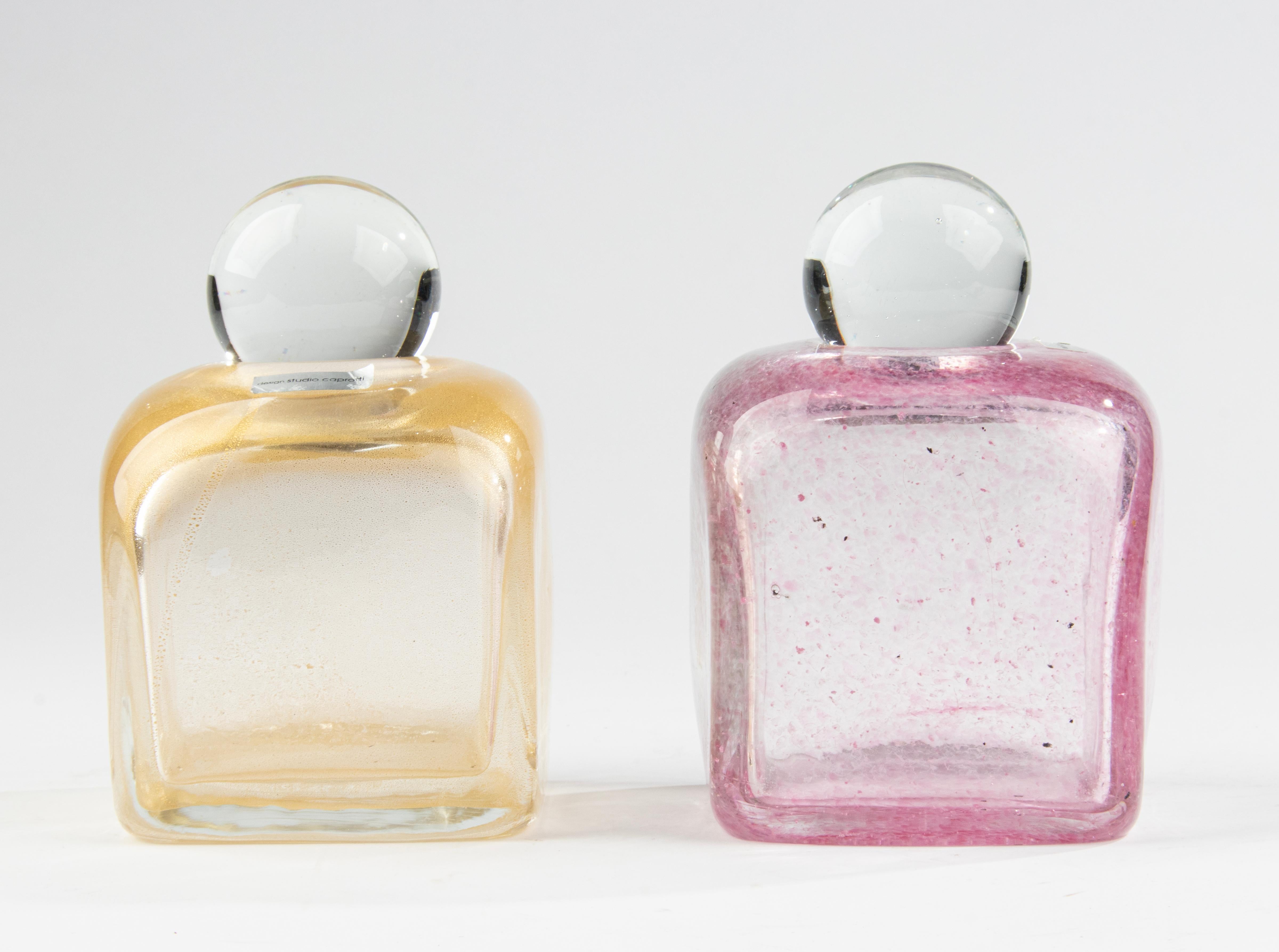 Pair of Mid-Century Modern Murano Glass Bottles, Studio Caprotti For Sale 5