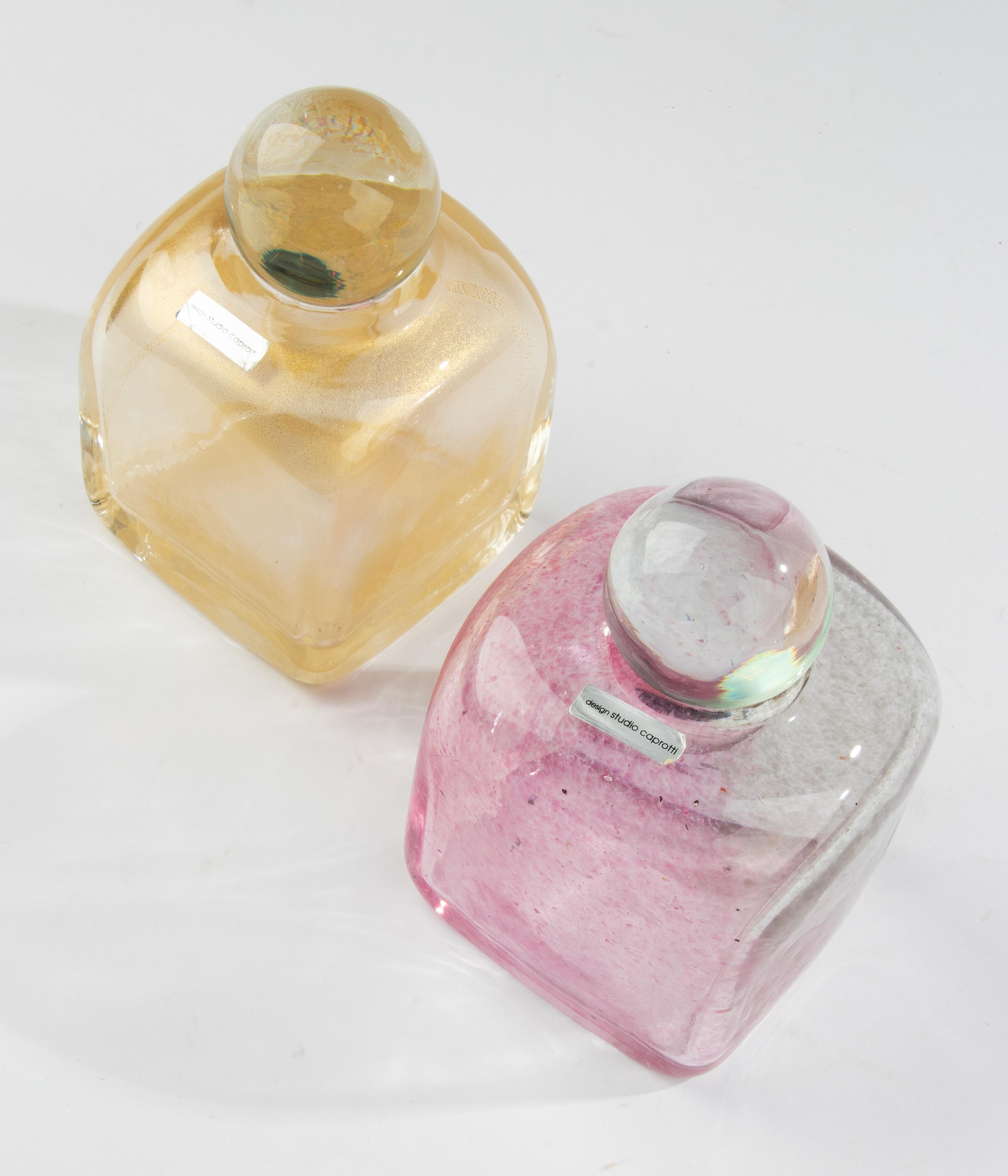 Pair of Mid-Century Modern Murano Glass Bottles, Studio Caprotti For Sale 6
