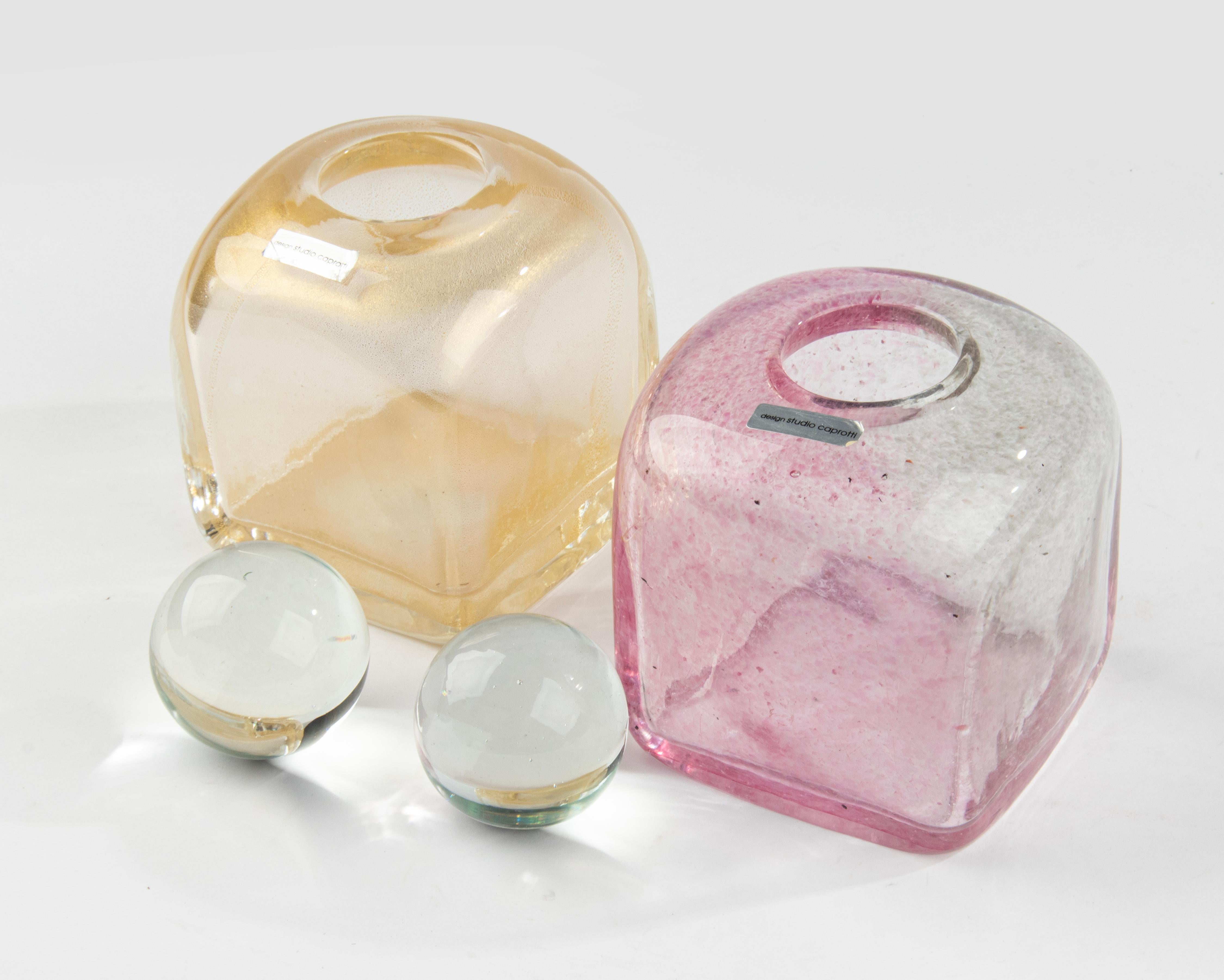 Mid-20th Century Pair of Mid-Century Modern Murano Glass Bottles, Studio Caprotti For Sale