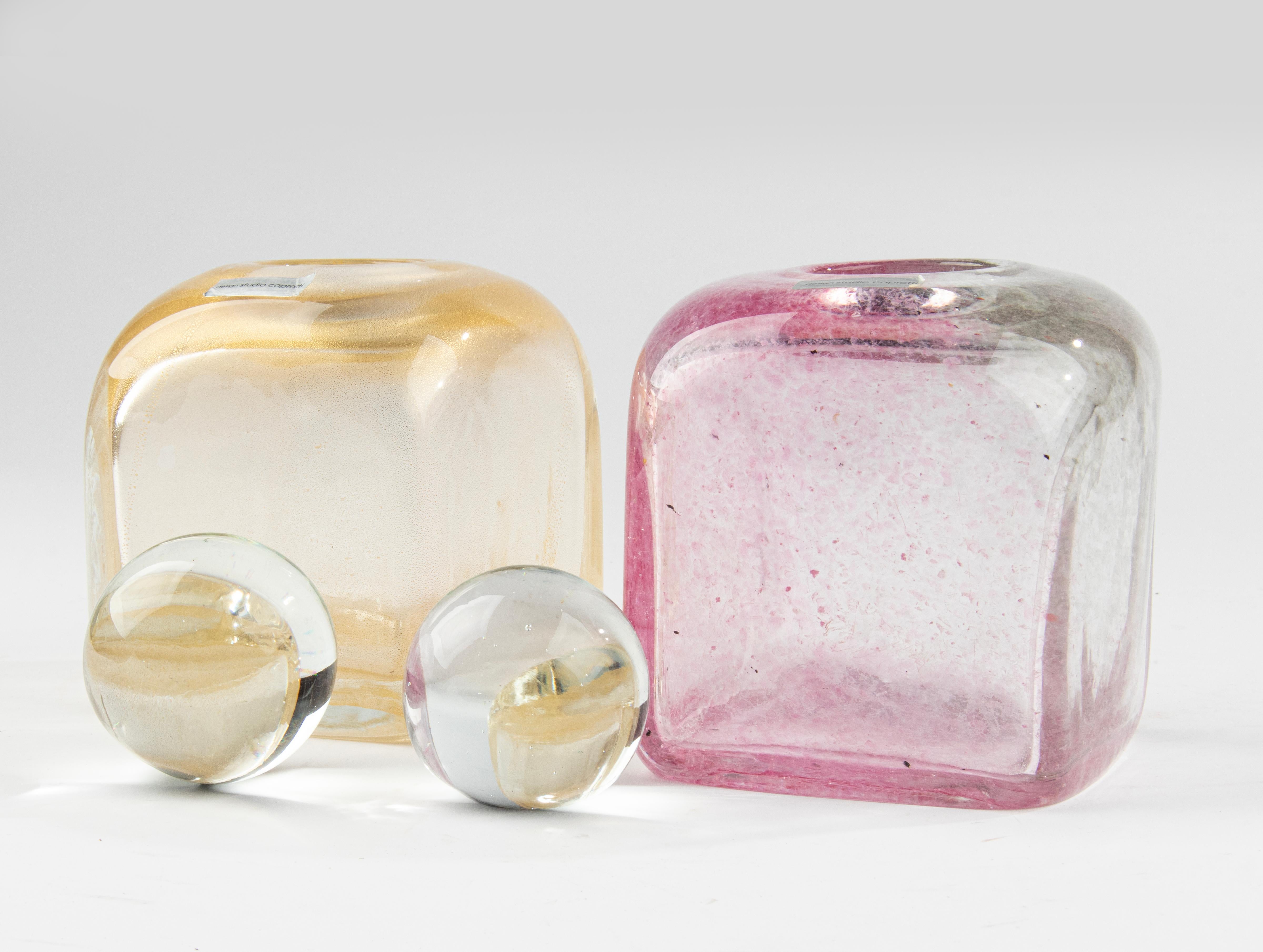 Ein Paar moderne Muranoglasflaschen aus der Mitte des Jahrhunderts – Studio Caprotti (Glaskunst) im Angebot
