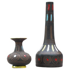 A pair of Mid-century modern pottery vases, by Fratelli Fanciullacci , Italy.