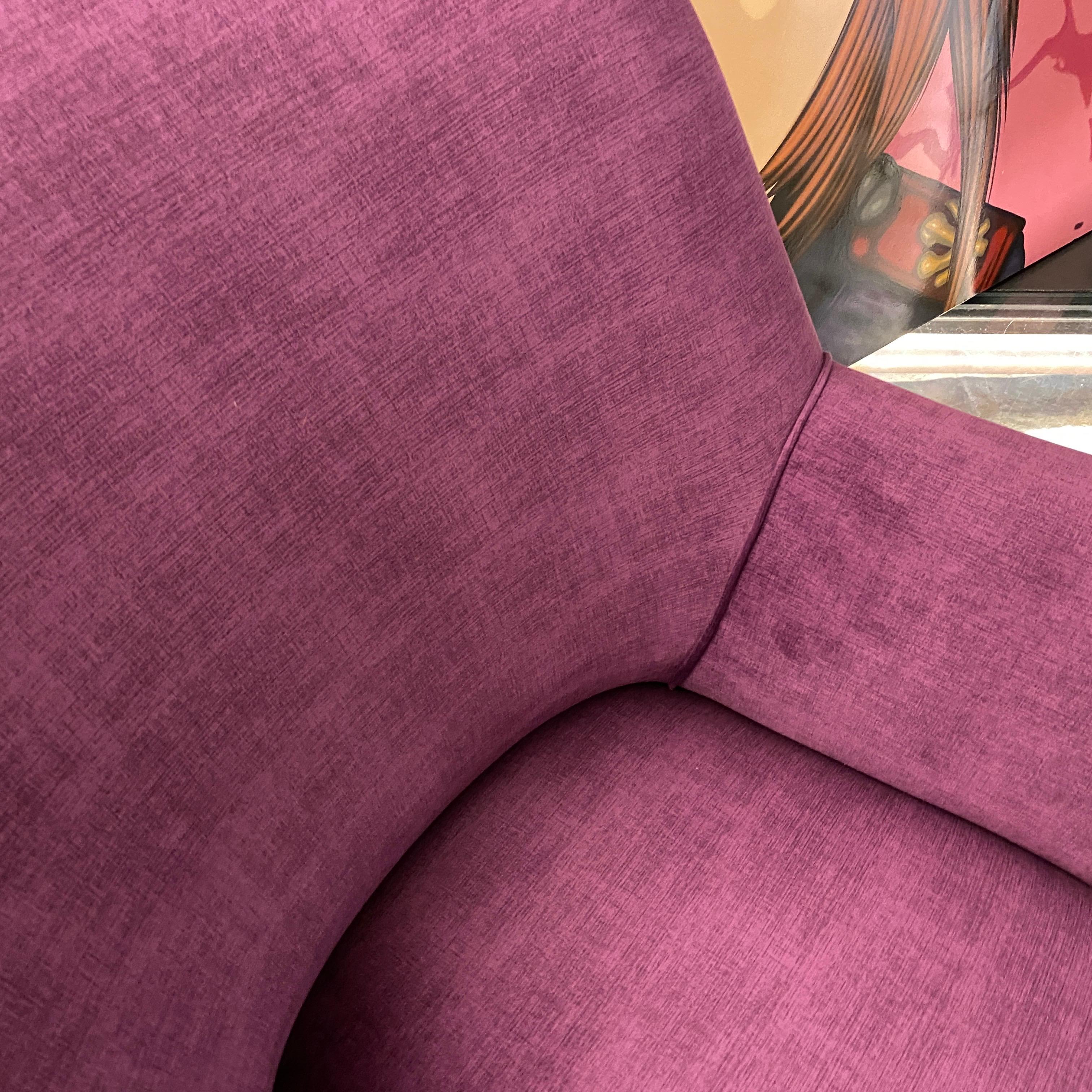 Pair of Mid-Century Modern Purple Velvet and Brass Italian Armchairs, circa 1960 3