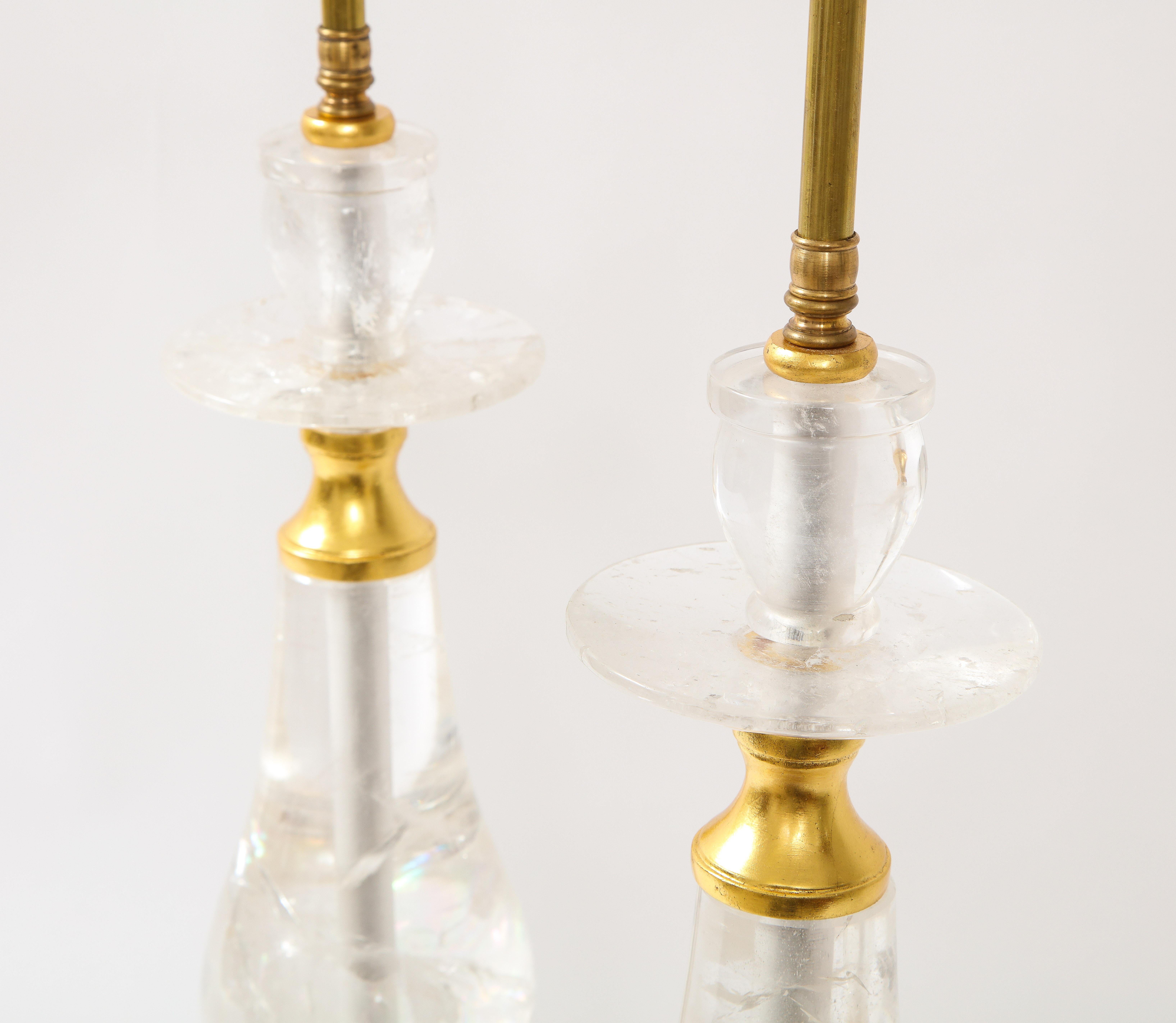 Pair of Mid-Century Modern Rock Crystal Quartz Mounted Lamps, Att. to 