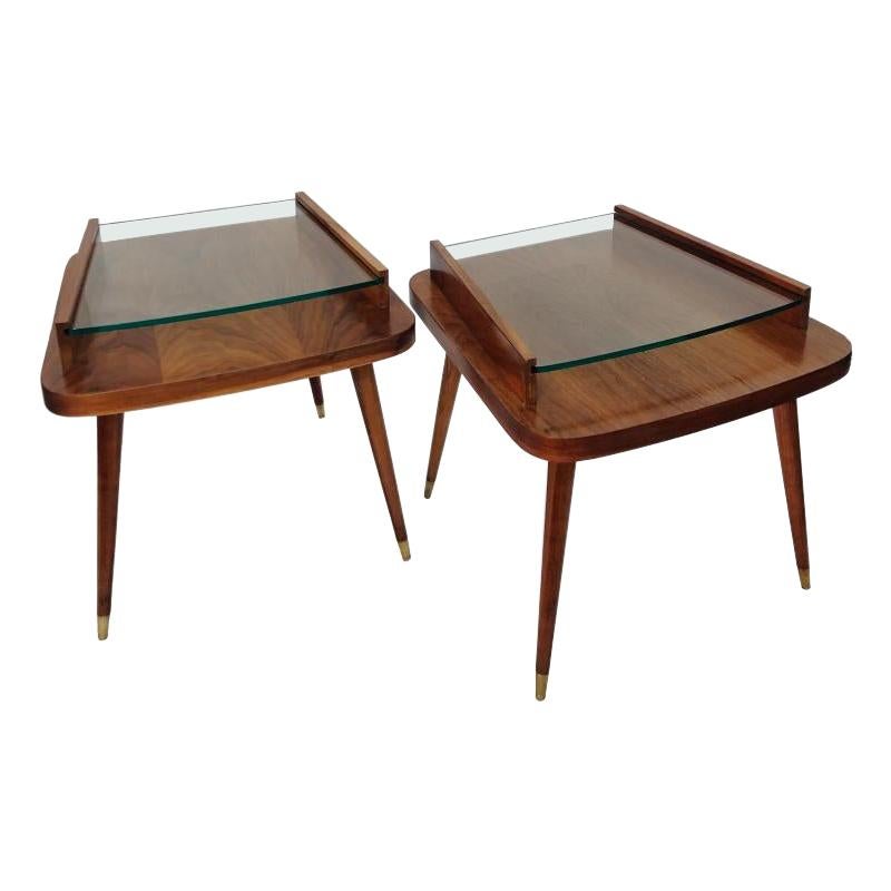 Pair of Walnut, Midcentury Modern Side Tables, American, circa 1950