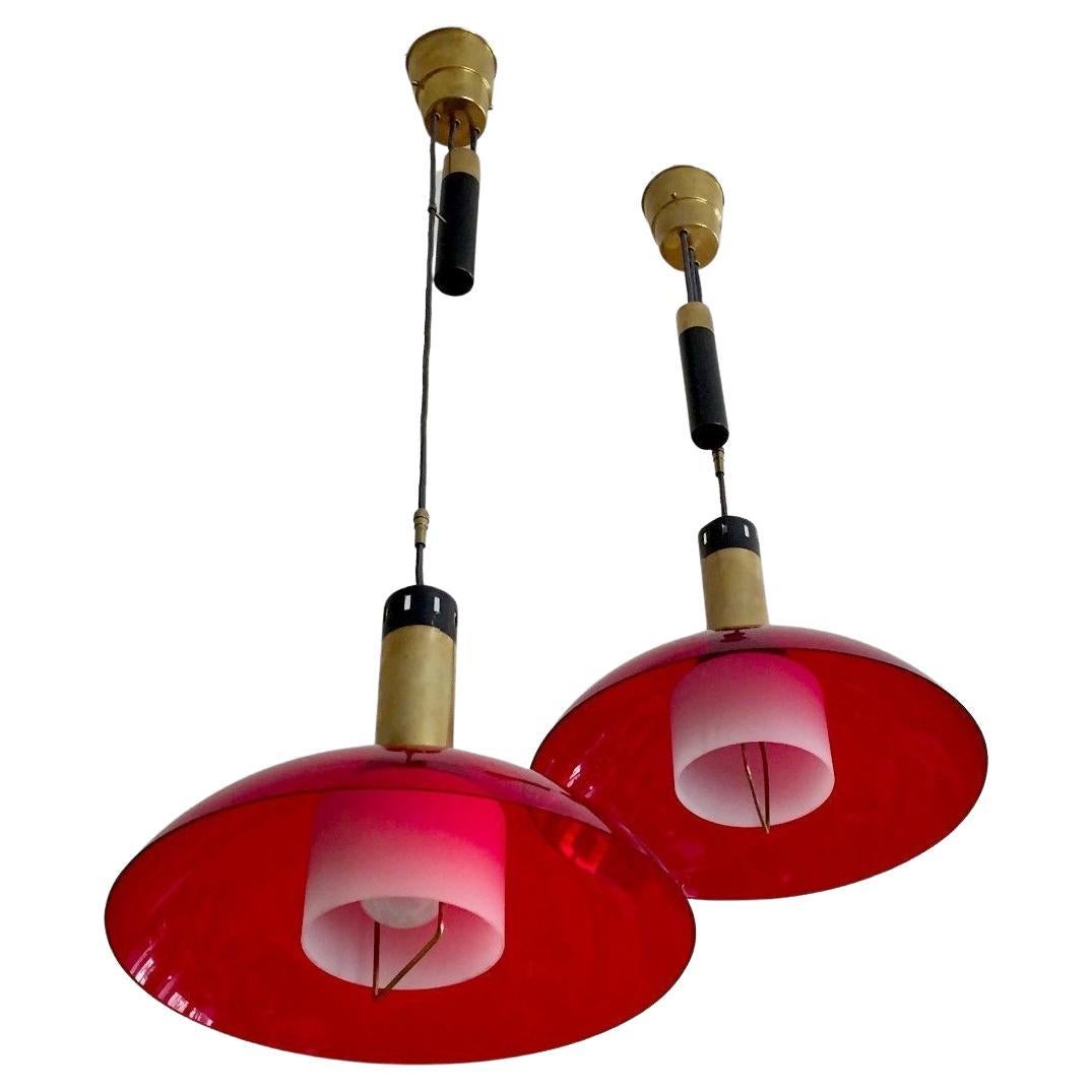 A Pair of MID-CENTURY-MODERN SPACE-AGE Ceiling Fixture by STILUX, Italy 1950