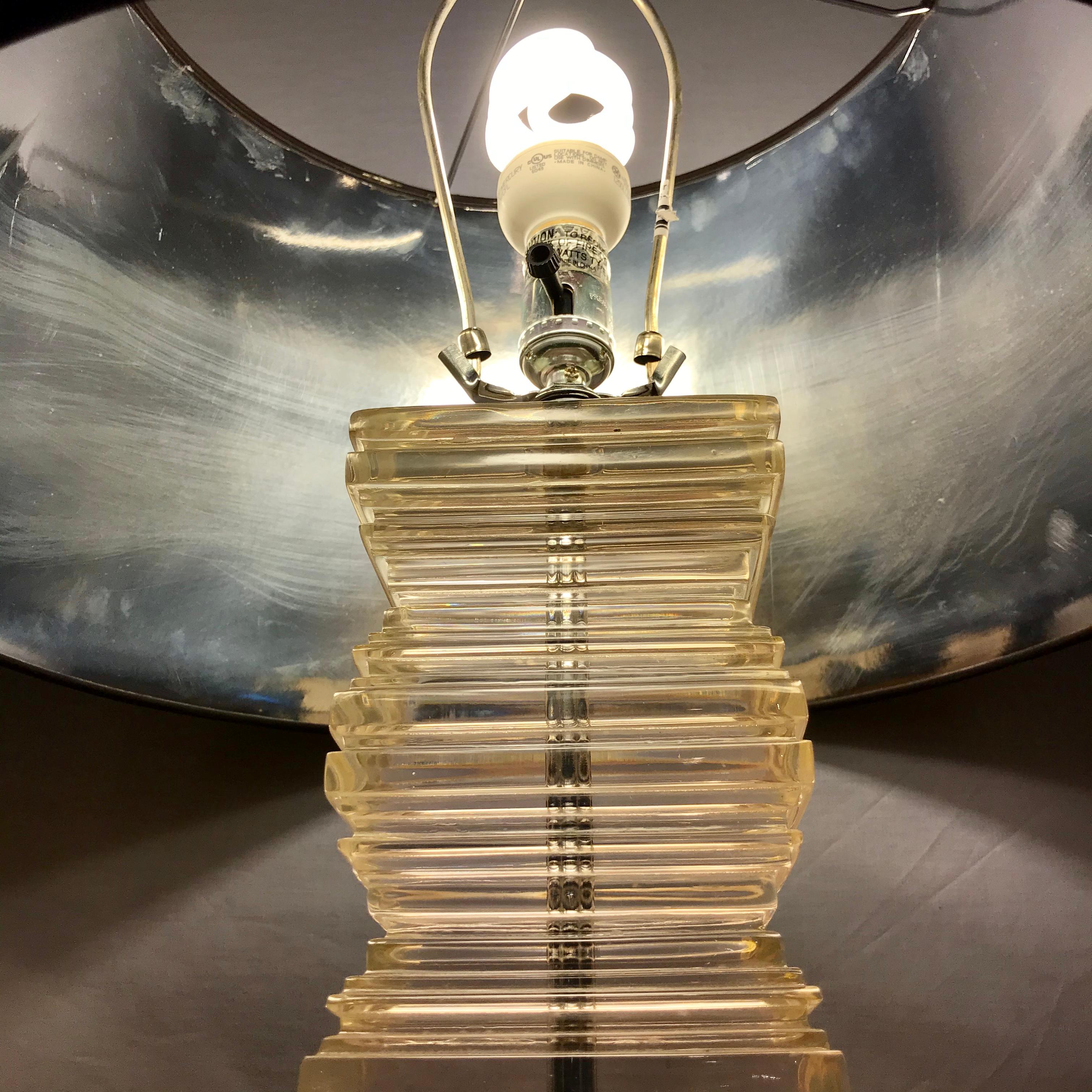 20th Century Pair of Mid-Century Modern Stacked Lucite Table Lamps