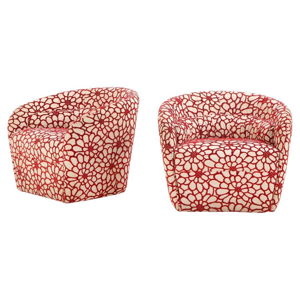 Paire de chaises à dossier en forme de tonneau de style moderne du milieu du siècle dernier, C.C. 1980. en vente