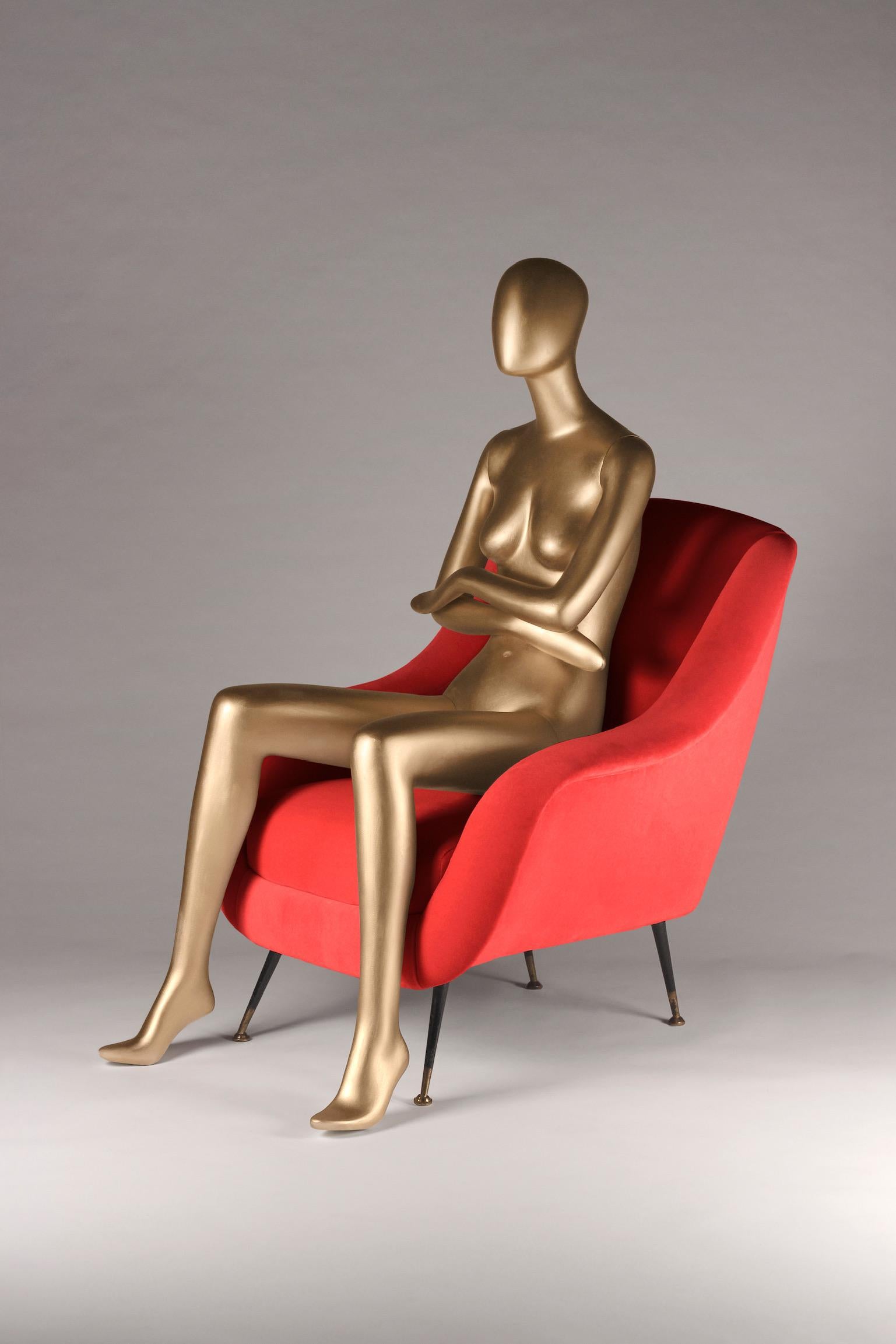 Paire de fauteuils de salon italiens en velours d'inspiration mi-siècle moderne Neuf - En vente à London, GB