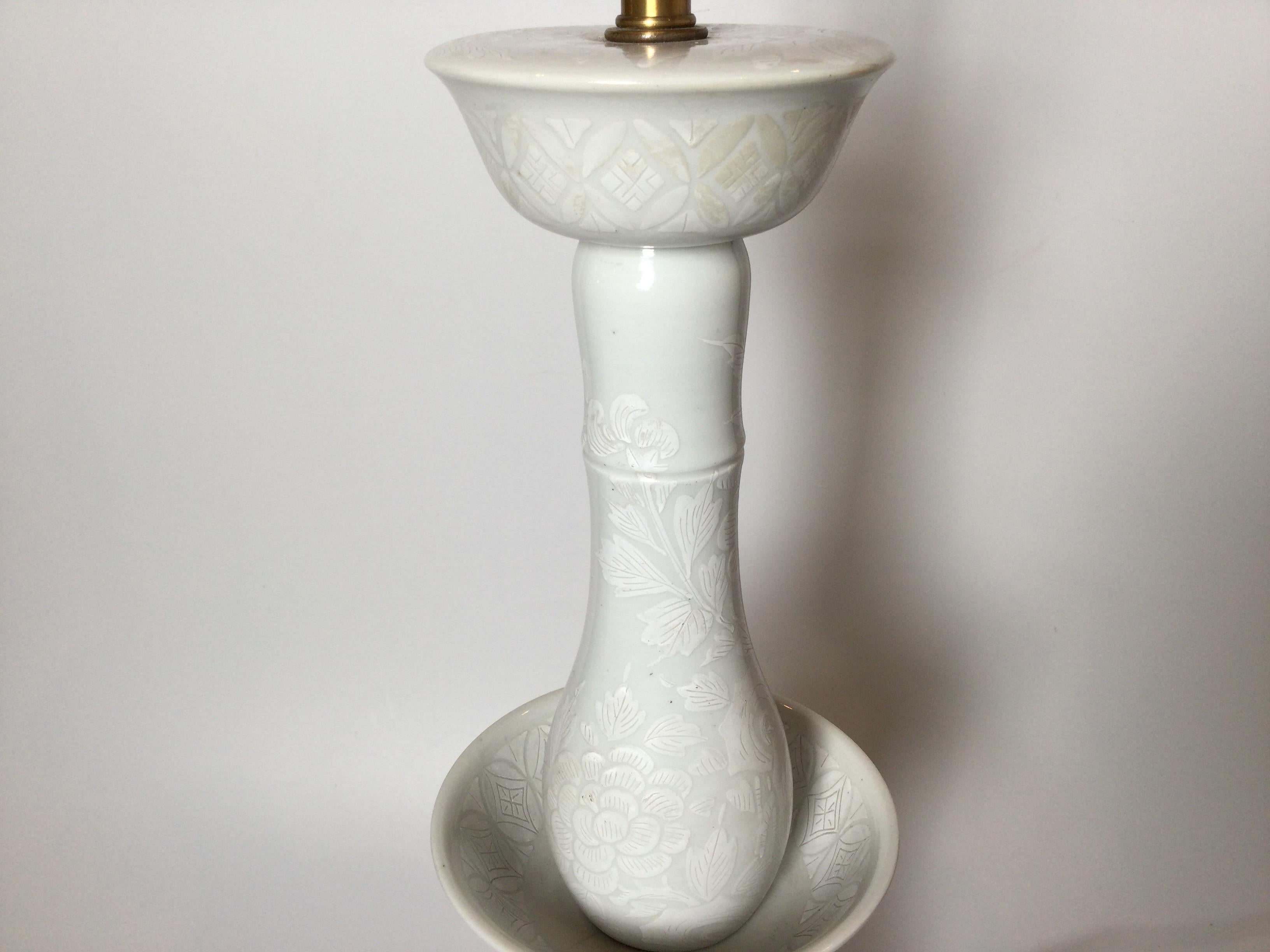 Milieu du XXe siècle Paire de grandes lampes en porcelaine de style mi-siècle moderne en vente