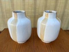A Pair of Mid Century Modern Two Tones Studio Pottery Ceramic Vases. Circa 1970s
