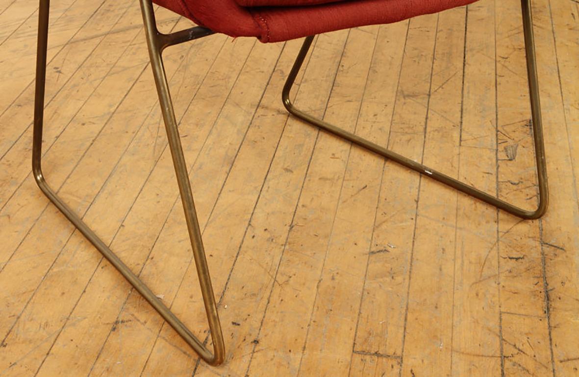 Pair of Mid-Century Modern Upholstered Chairs Raised on Bronze Legs 1