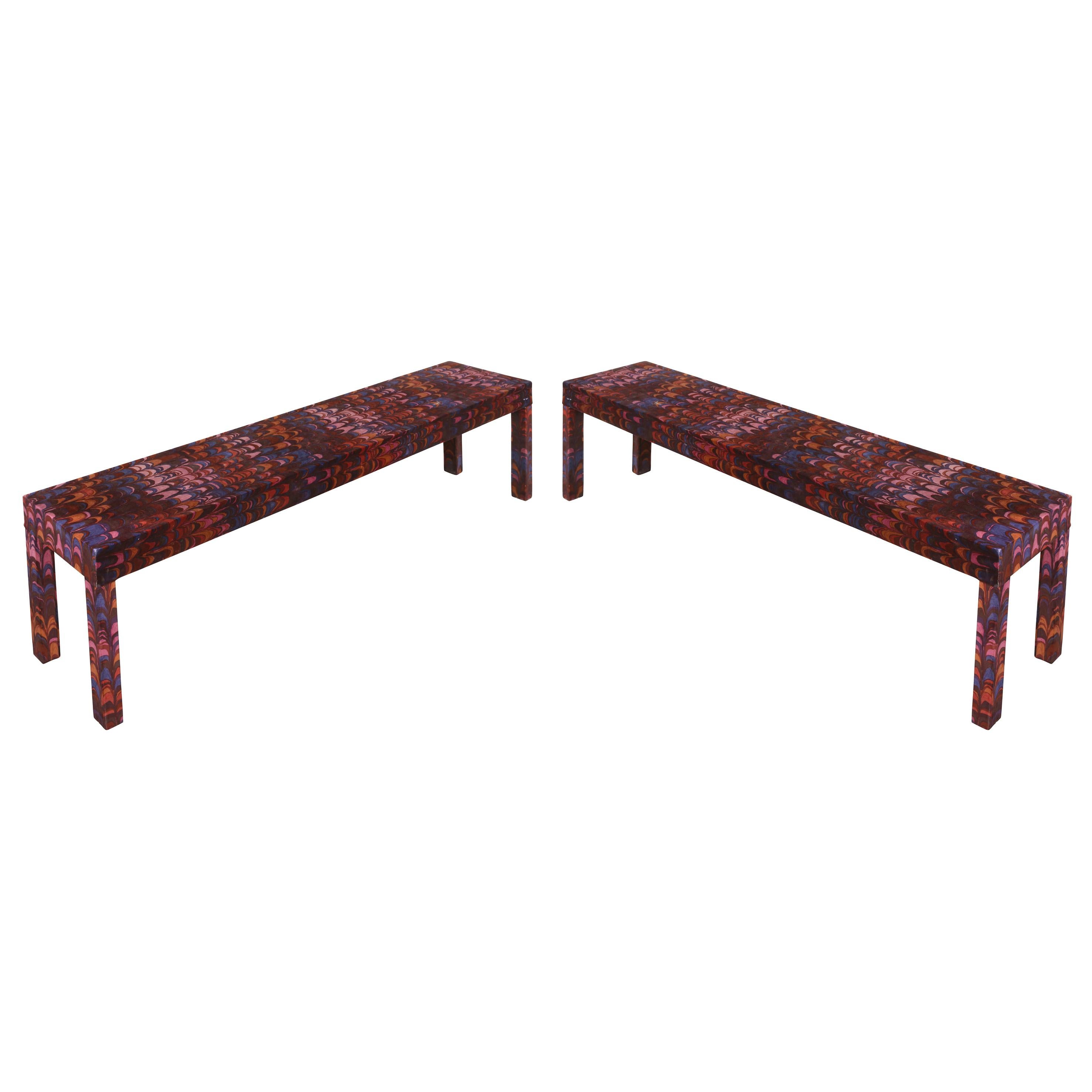 20th Century Pair of Mid-Century Modern Vintage Parsons Style Benches For Sale