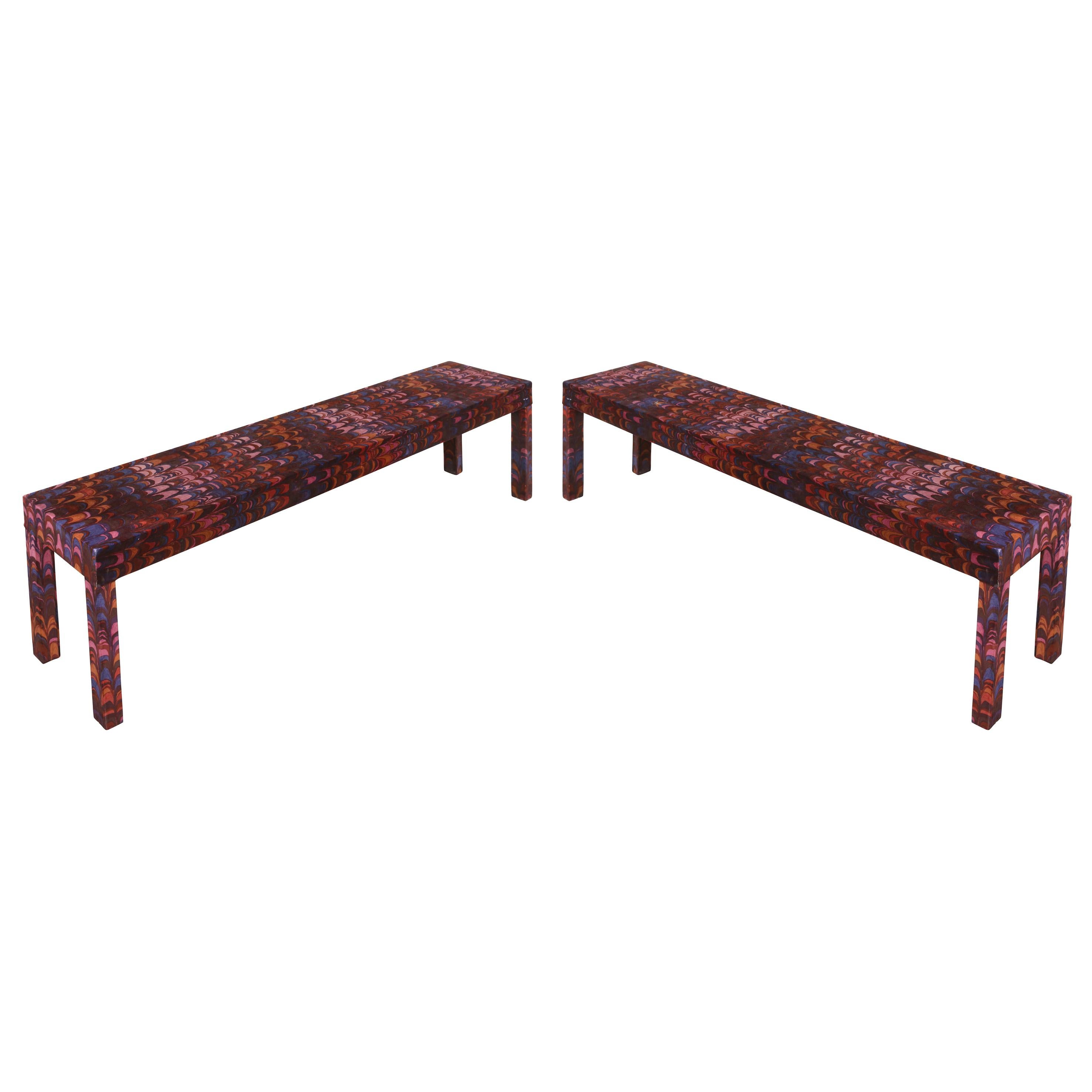 Paire de bancs de style Parsons vintage du mi-siècle moderne Bon état - En vente à Locust Valley, NY