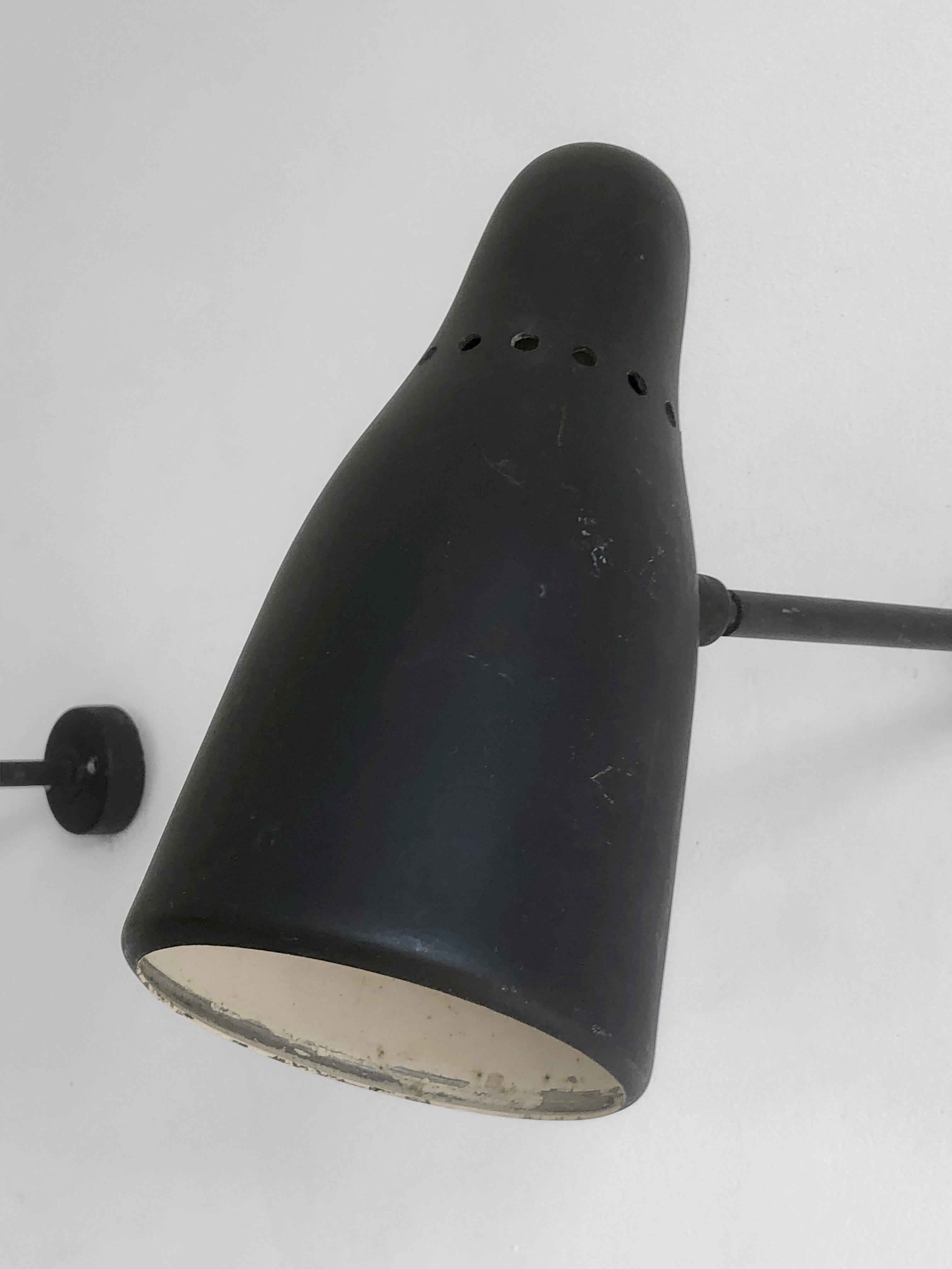 Metalwork A Pair of MID-CENTURY-MODERN Wall LAMPS Sconces att. PIERRE GUARICHE France 1950 For Sale