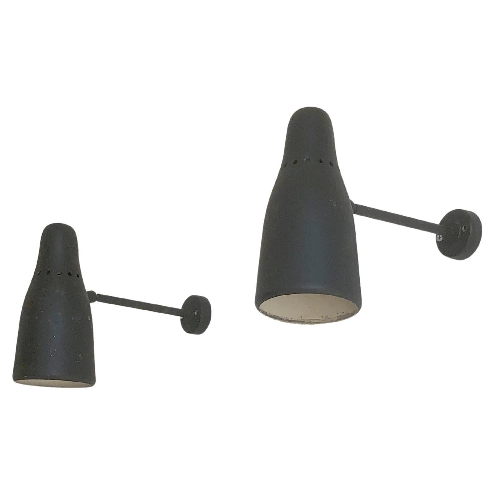 A Pair of MID-CENTURY-MODERN Wall LAMPS Sconces att. PIERRE GUARICHE France 1950