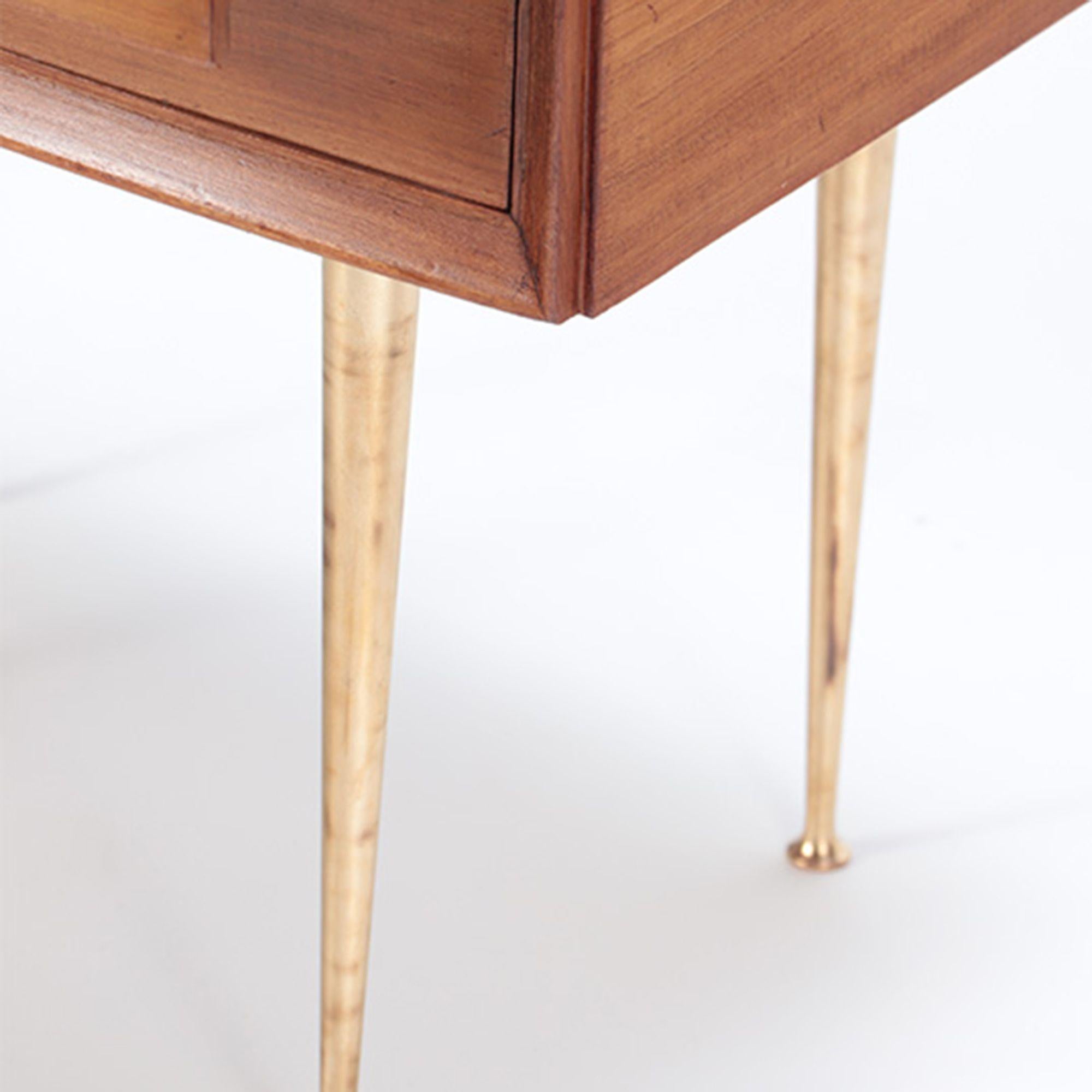 Pair of Mid-Century Modern Walnut and Brass Night Stands, circa 1955 For Sale 2