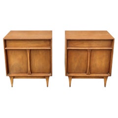 A Pair of Mid Century Modern Walnut Night Stands by Denck