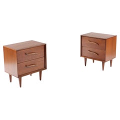 Pair of Mid-Century Modern Walnut Nightstands, circa 1960
