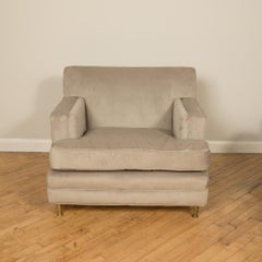 Pair of Midcentury Oversized Italian Club Chairs with Bronze Legs, circa 1950