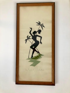 Pair of Midcentury Paintings on Paper Picturing Women as Amazons, Austria, 1950