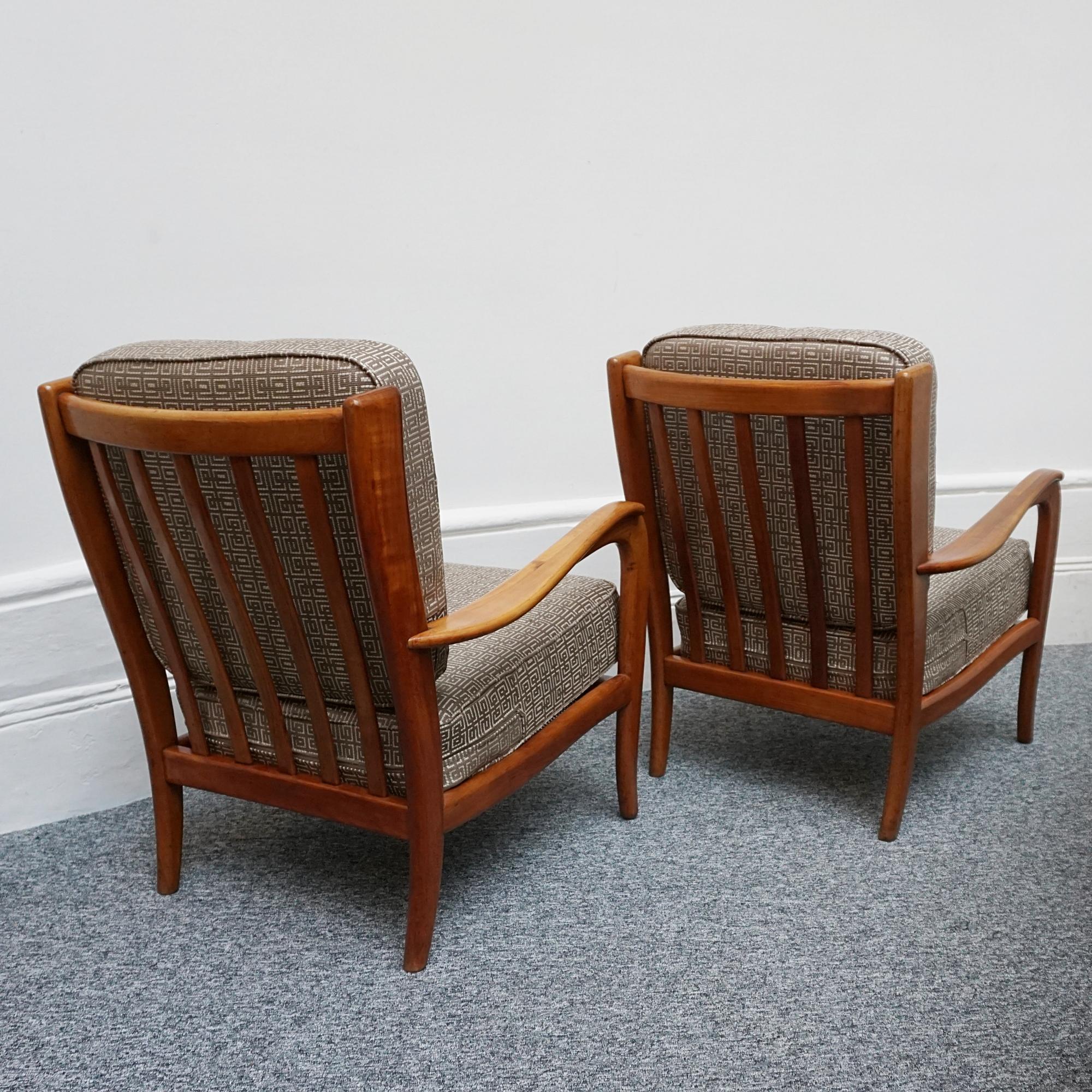 A Pair of Mid-Century Paolo Buffa Italian Cherry Wood Armchairs  1