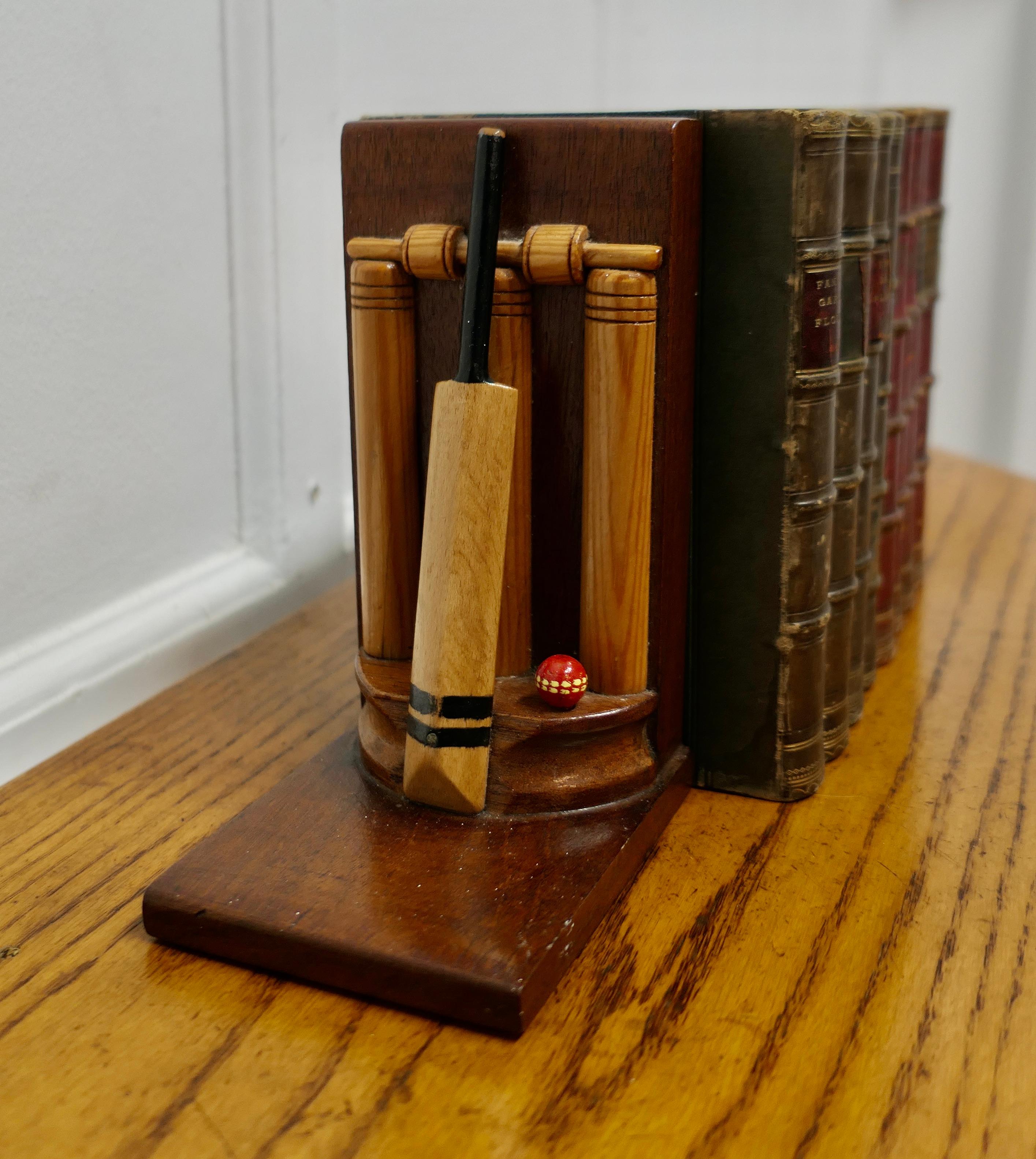 Mid-20th Century A Pair of Mid Century Quirky Bookends on a Cricket theme     For Sale