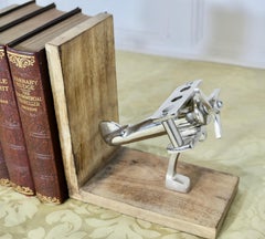 Pareja de sujetalibros extravagantes de mediados de siglo con tema aeronáutico