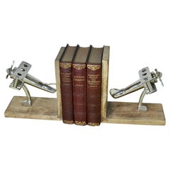 Paire de serre-livres excentriques du milieu du siècle dernier sur le thème aéronautique