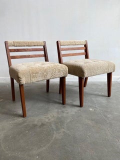 Pair of Mid Century Shearling Accent Chairs