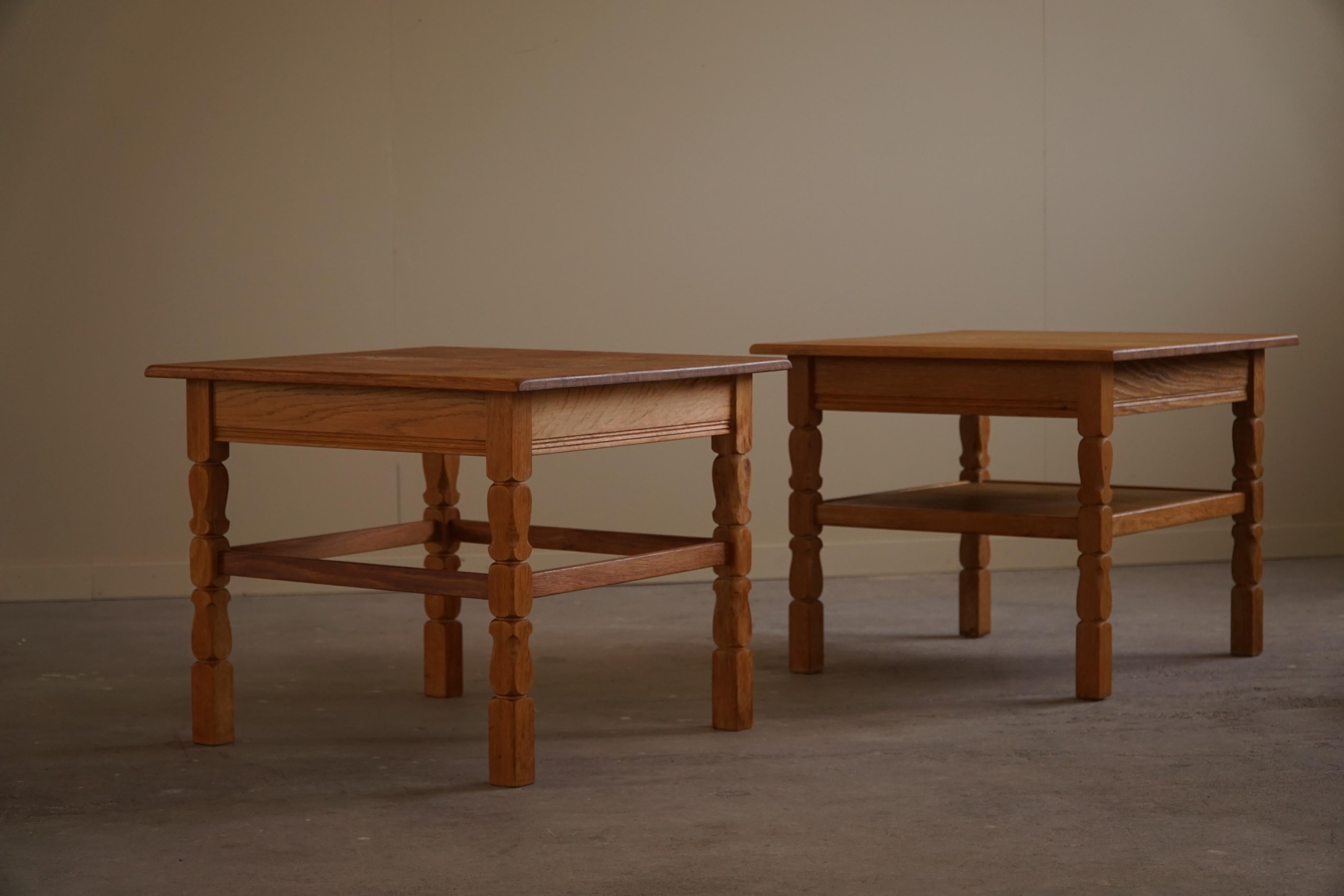 20th Century A Pair of Mid Century Side / Sofa Tables in Oak, Danish Cabinetmaker, 1960s For Sale