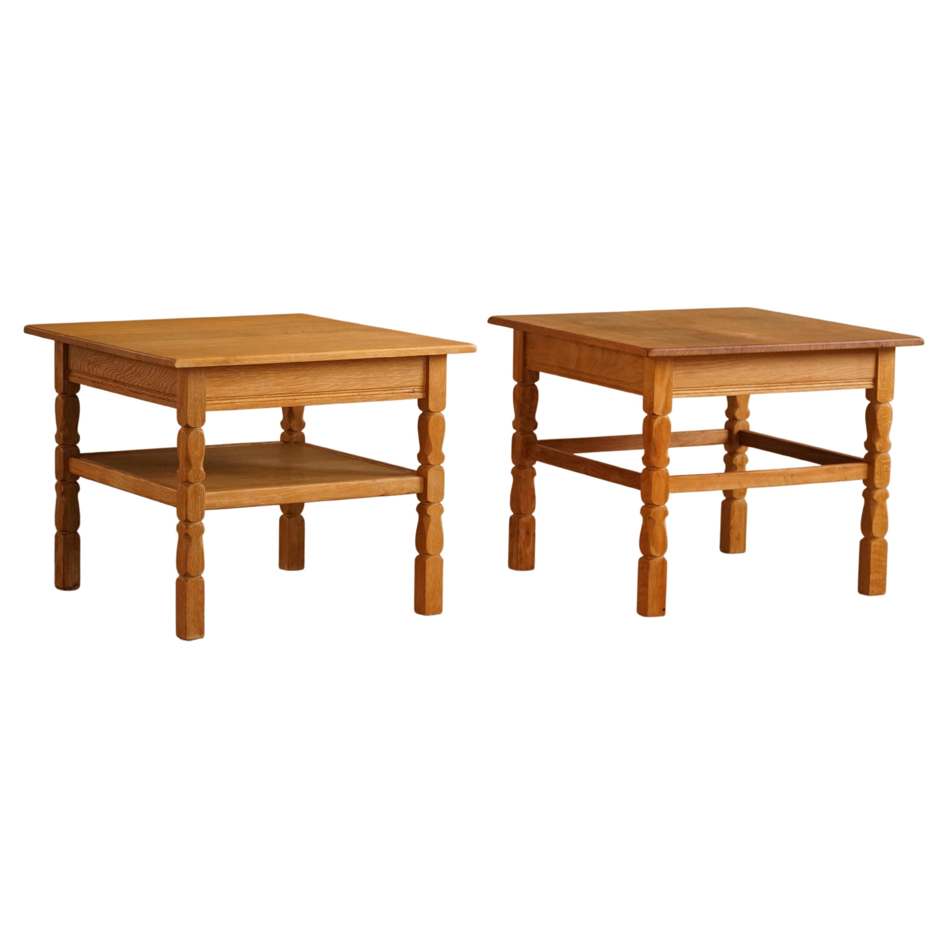 A Pair of Mid Century Side / Sofa Tables in Oak, Danish Cabinetmaker, 1960s
