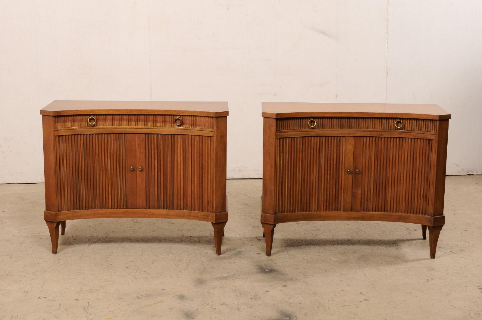 Pair of Mid-Century Tambour Door Curvy Cabinets 'with Reeded Door Fronts' 5