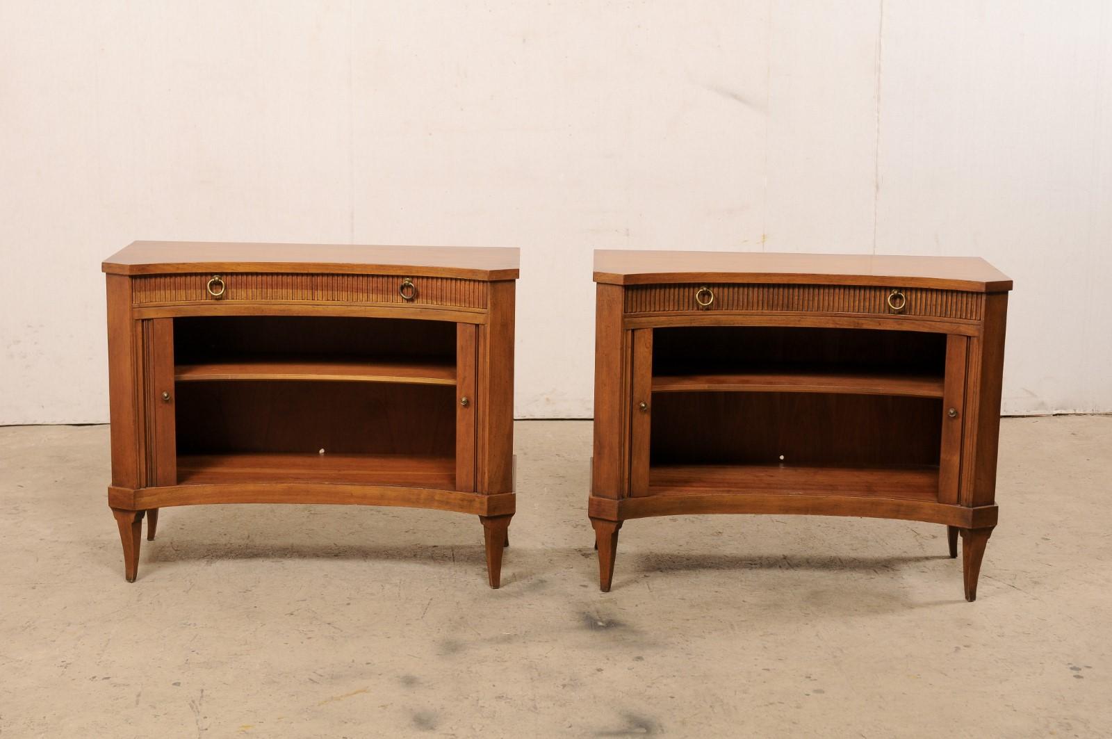 Pair of Mid-Century Tambour Door Curvy Cabinets 'with Reeded Door Fronts' 6