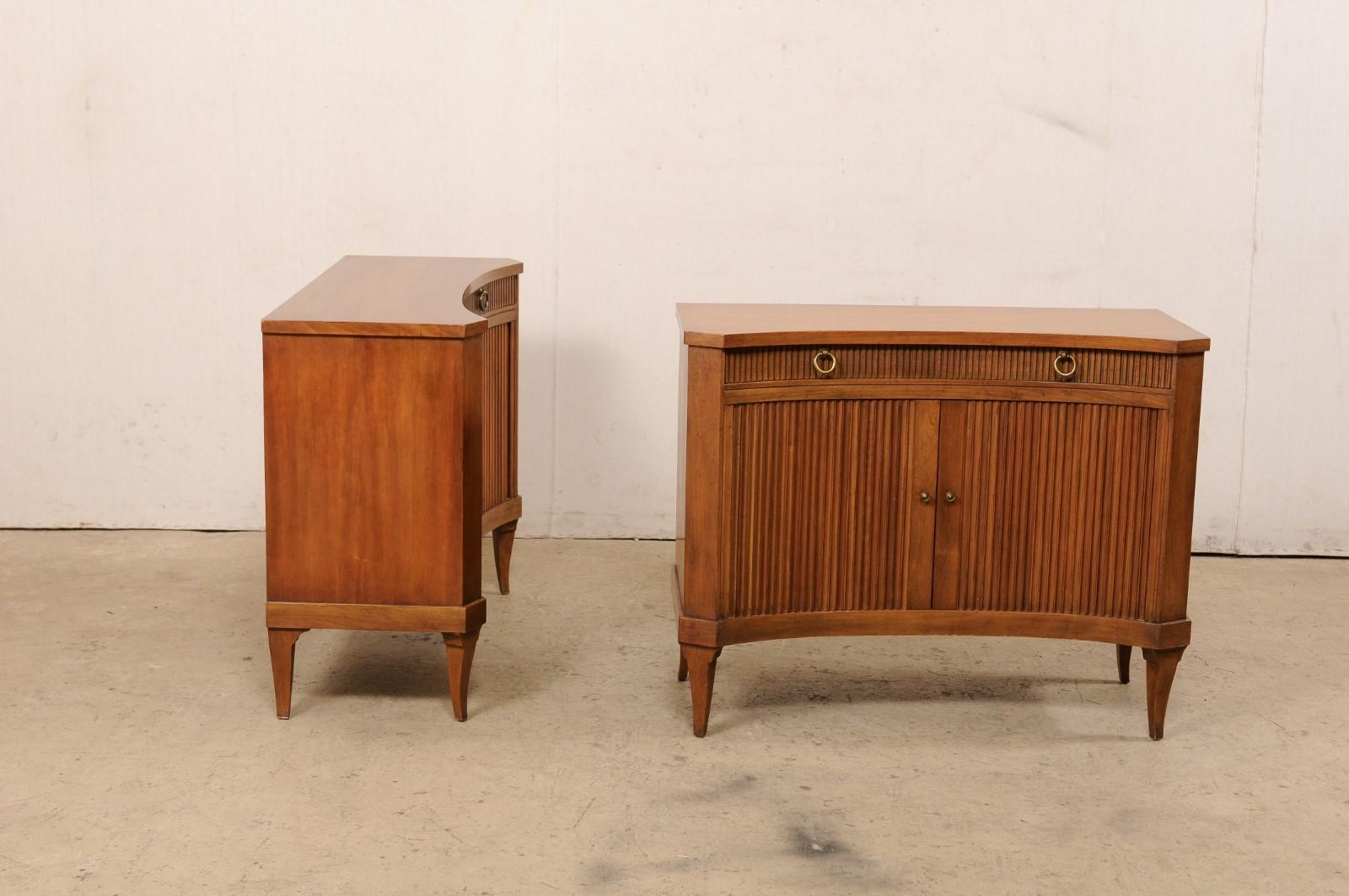 Pair of Mid-Century Tambour Door Curvy Cabinets 'with Reeded Door Fronts' 1