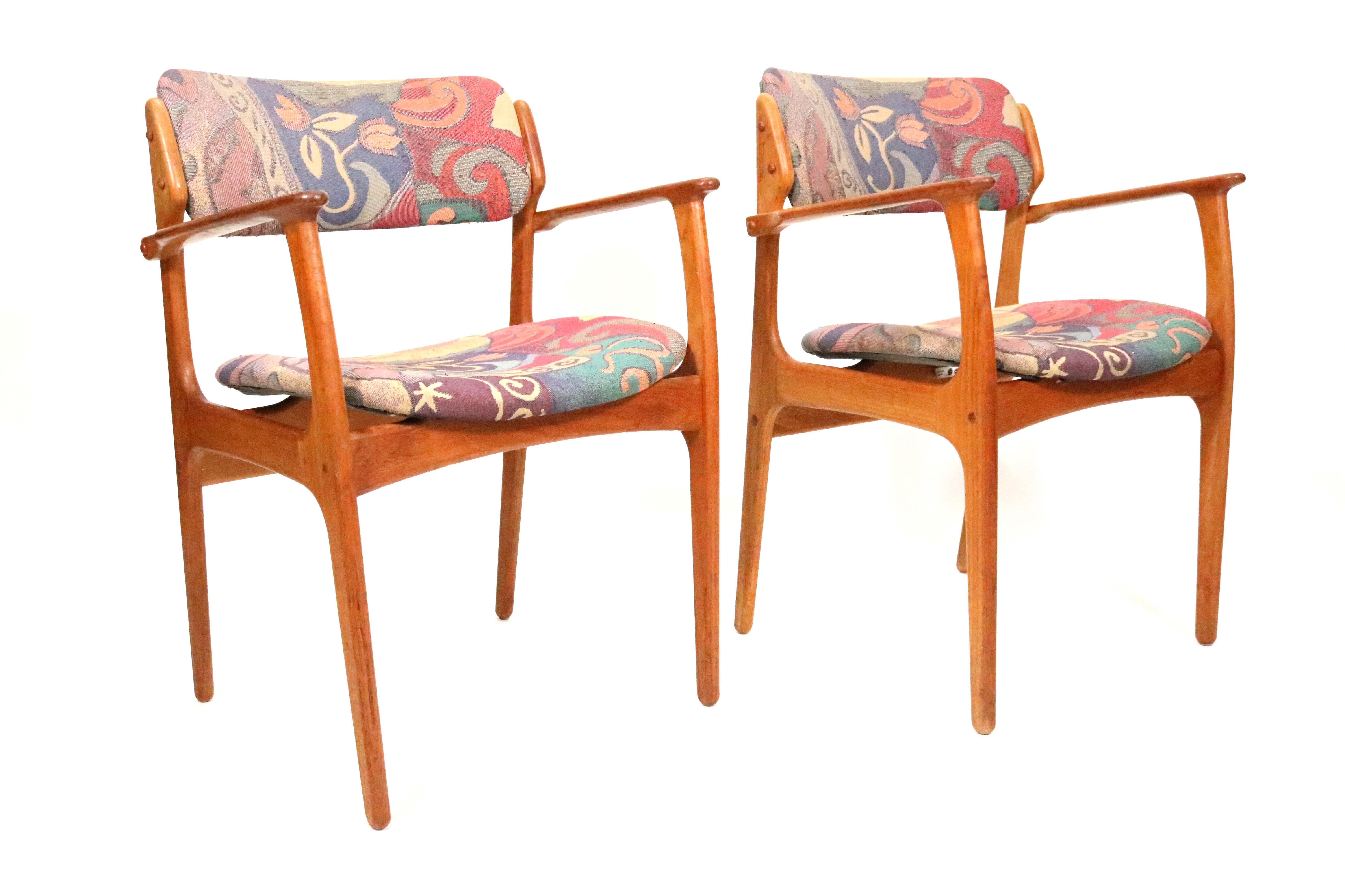 Mid-20th Century Pair of Midcentury Teak Dining Armchairs by Erik Buch for Oddense Maskinsned