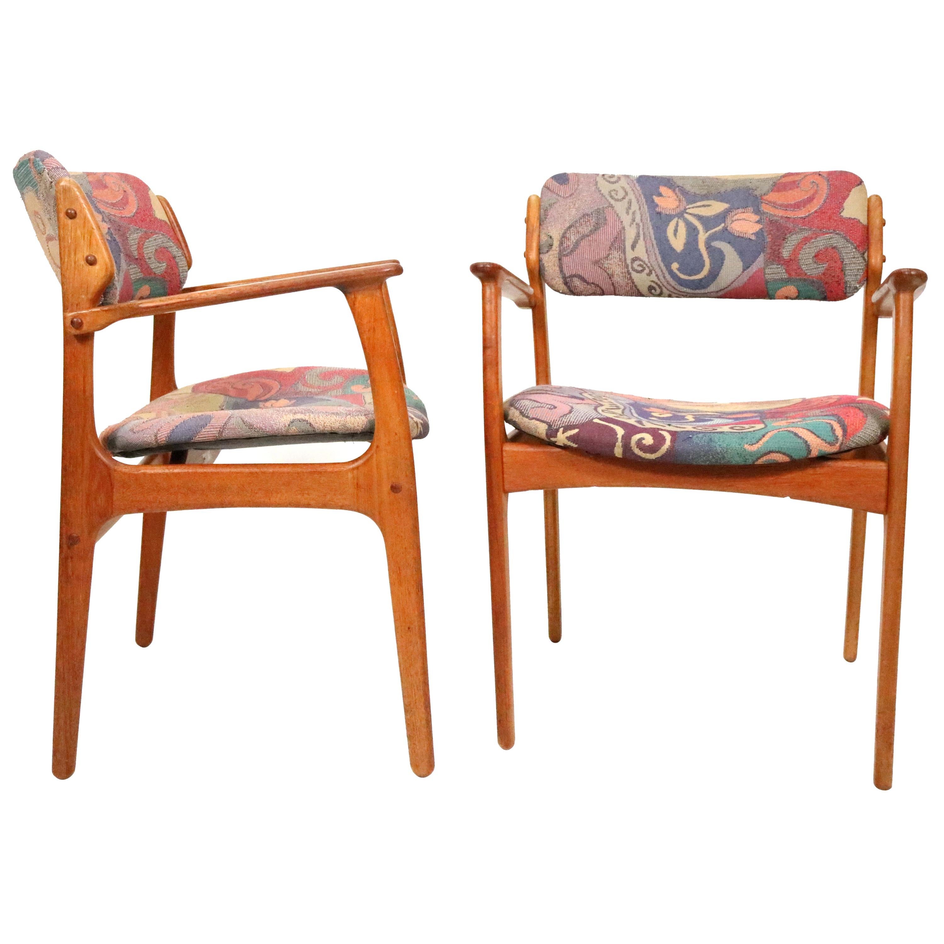 Pair of Midcentury Teak Dining Armchairs by Erik Buch for Oddense Maskinsned