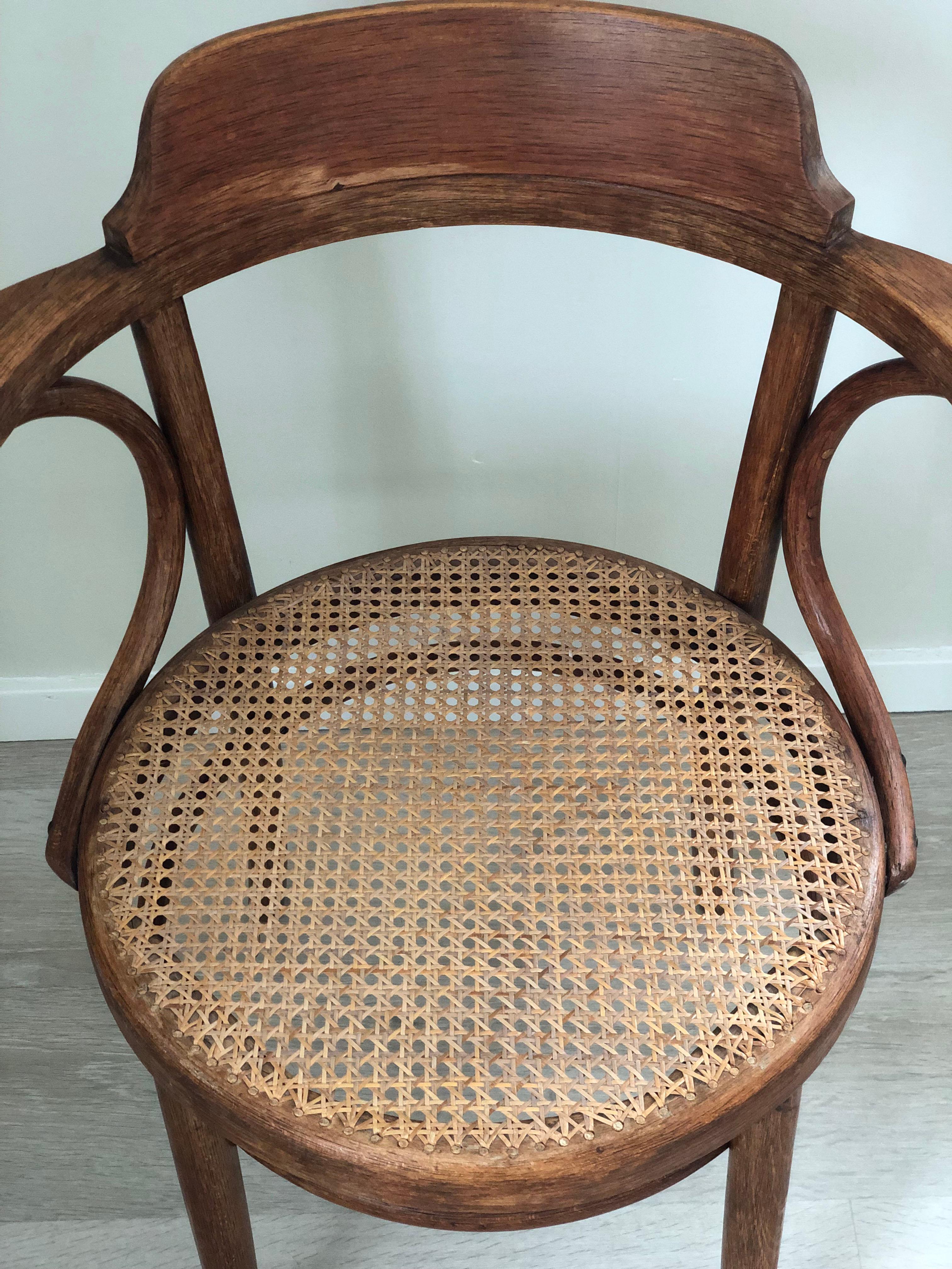 A Pair of Mid Century Thonet Dining Chair Bentwood with Cane 1950s For Sale 3