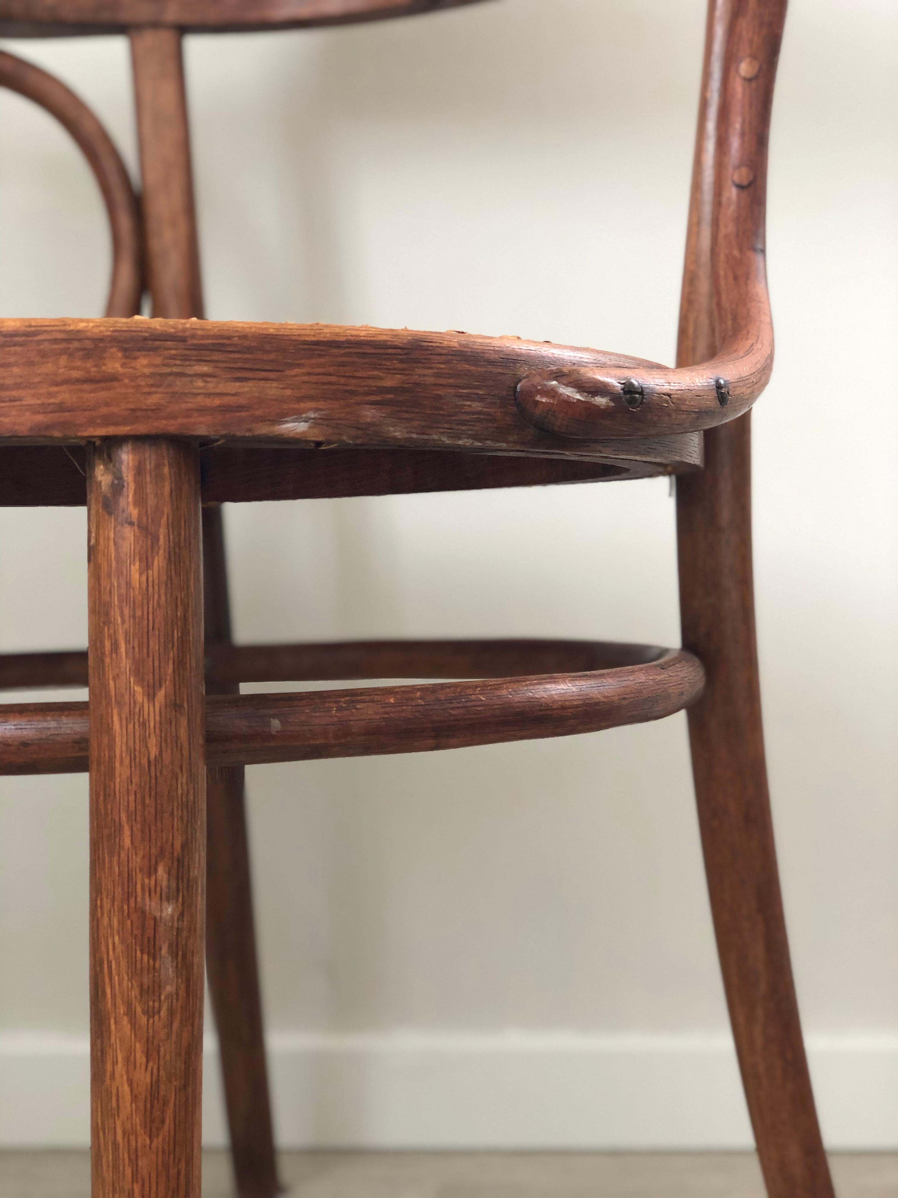 A Pair of Mid Century Thonet Dining Chair Bentwood with Cane 1950s In Good Condition For Sale In Bjuråker, SE