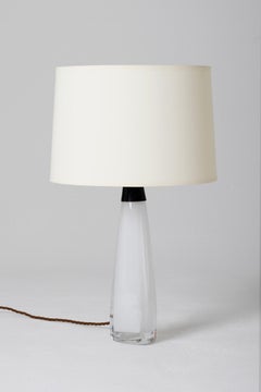 Pair of Midcentury White Glass Table Lamps by Carl Fagerlund for Orrefors