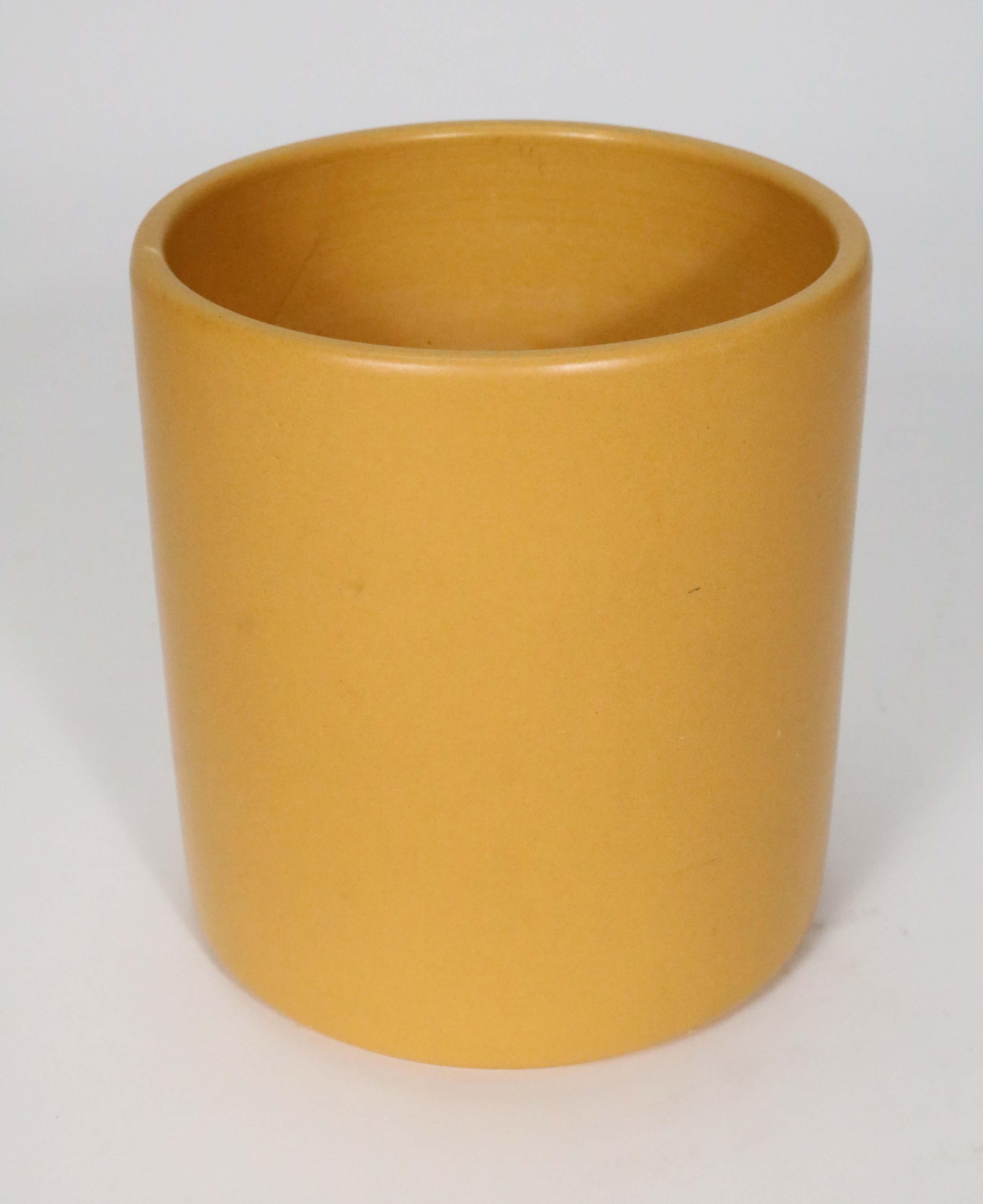 Glazed Pair of Midcentury Yellow Ochre Pots by Gainey Pottery