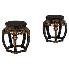 A Pair of Mid-Nineteenth Century Aubergine Lacquer Stools