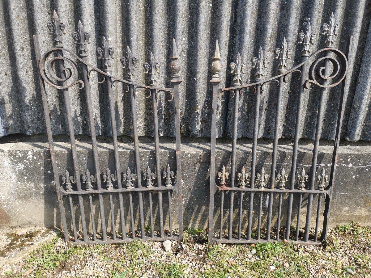 Pair of Mid to Late Victorian Cast Iron Gates with Fluer De Lys Finials 6