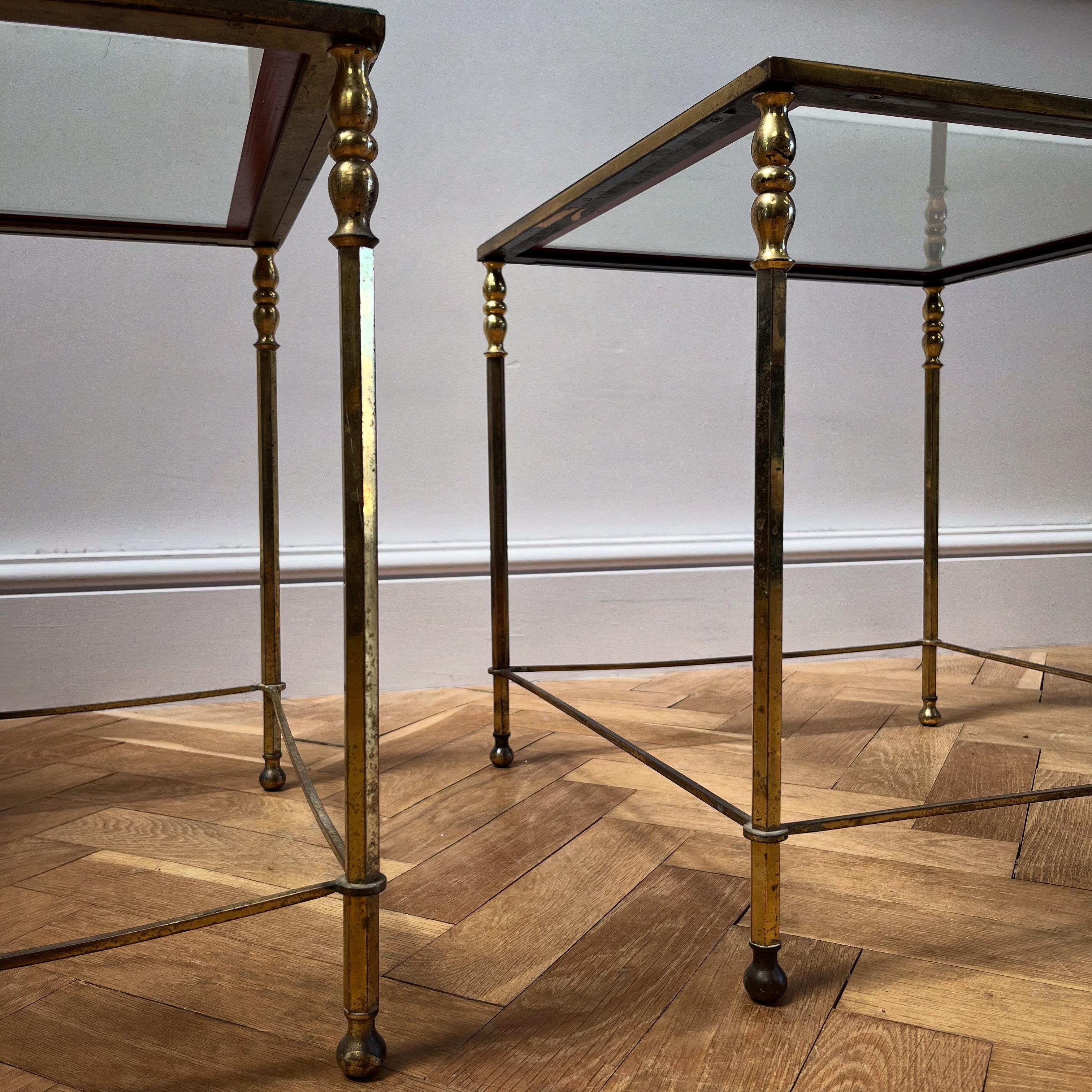 A Pair of Mid Twentieth Century Brass and Glass Tables In Good Condition For Sale In London, GB