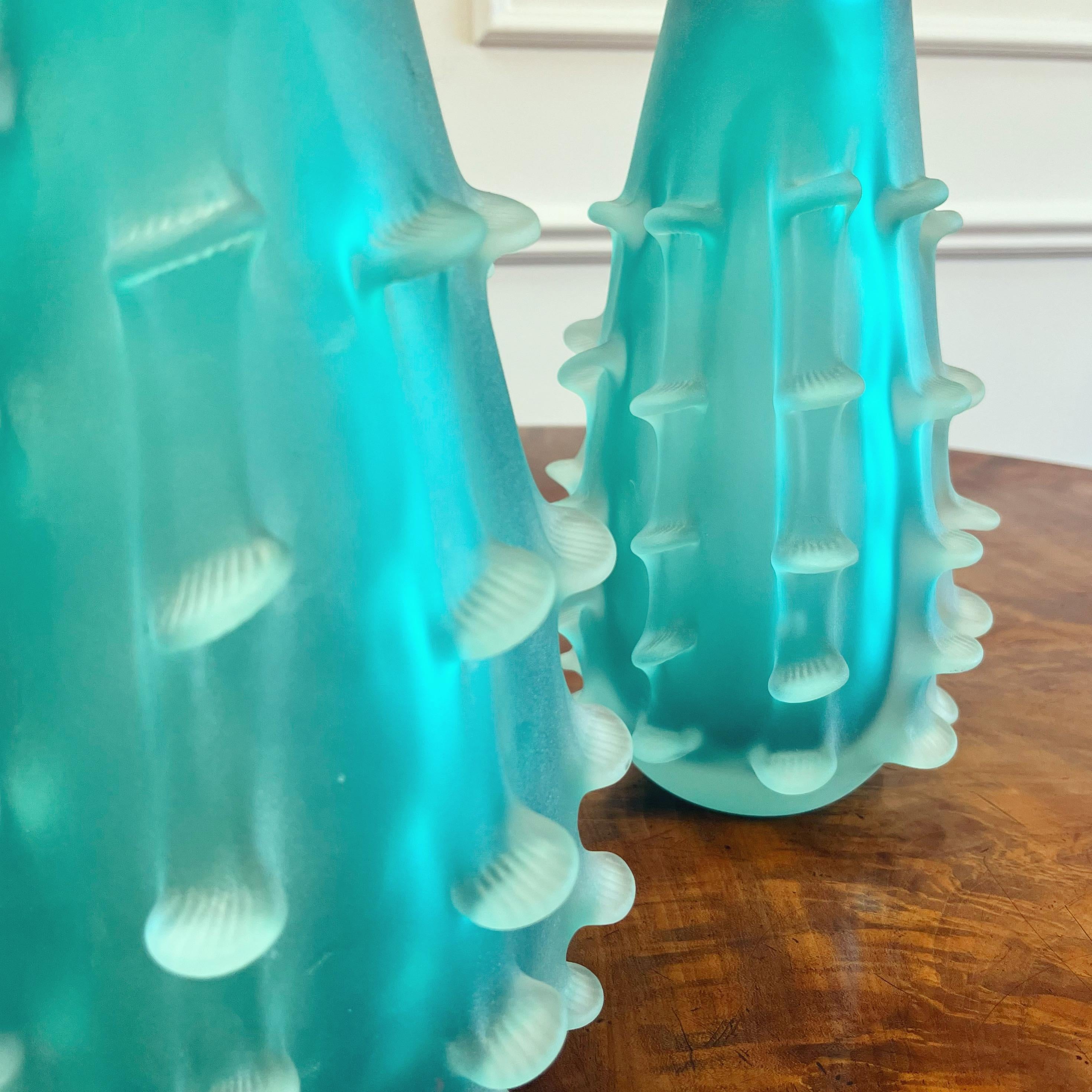 Italian A Pair of Mid Twentieth Century Murano Glass Vases as Lamps  For Sale