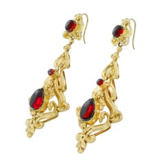 Pair of Mid-Victorian Garnet and Gold Earring